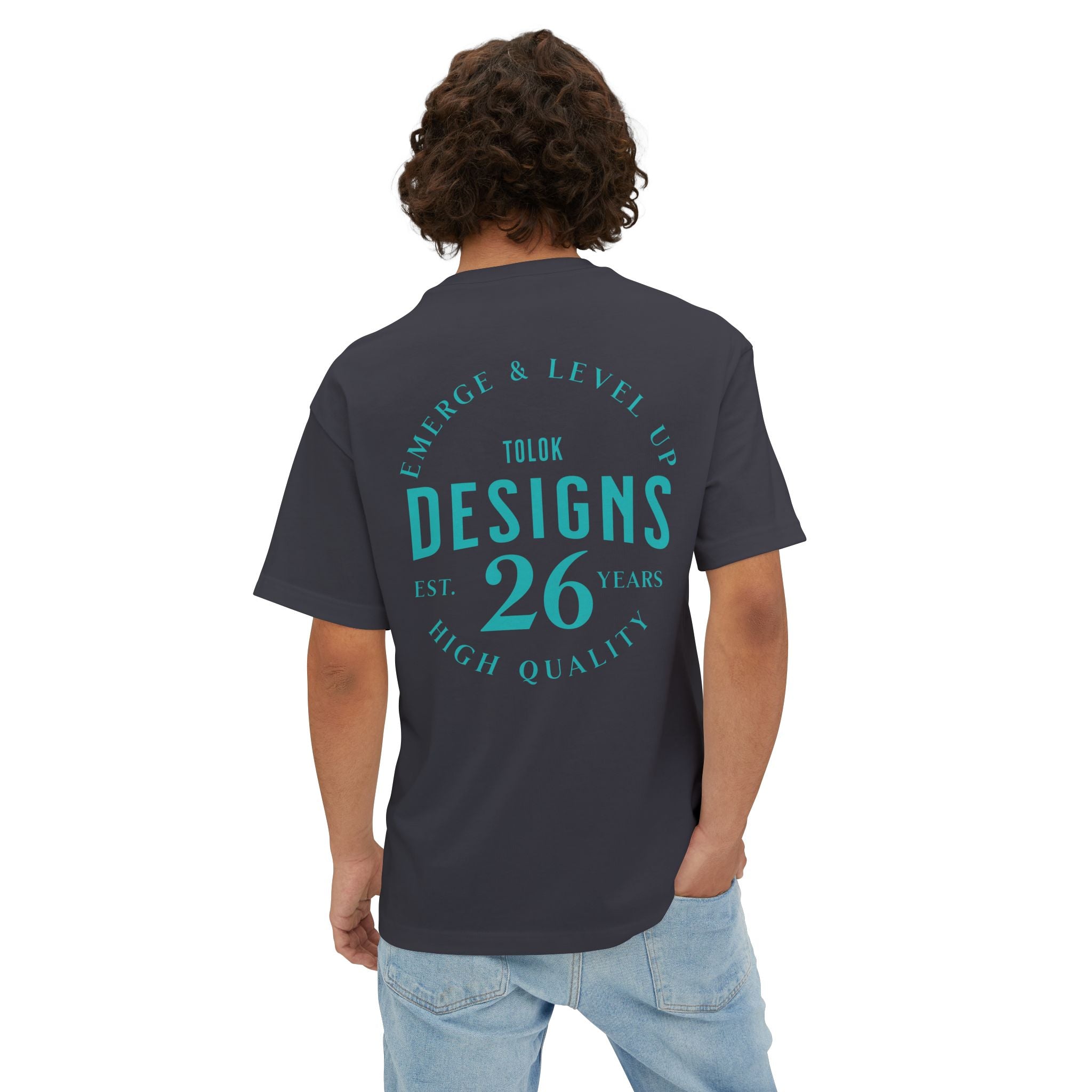Designs 26 Graphic Tee — Minimal Retro Logo Oversized Boxy T‑Shirt