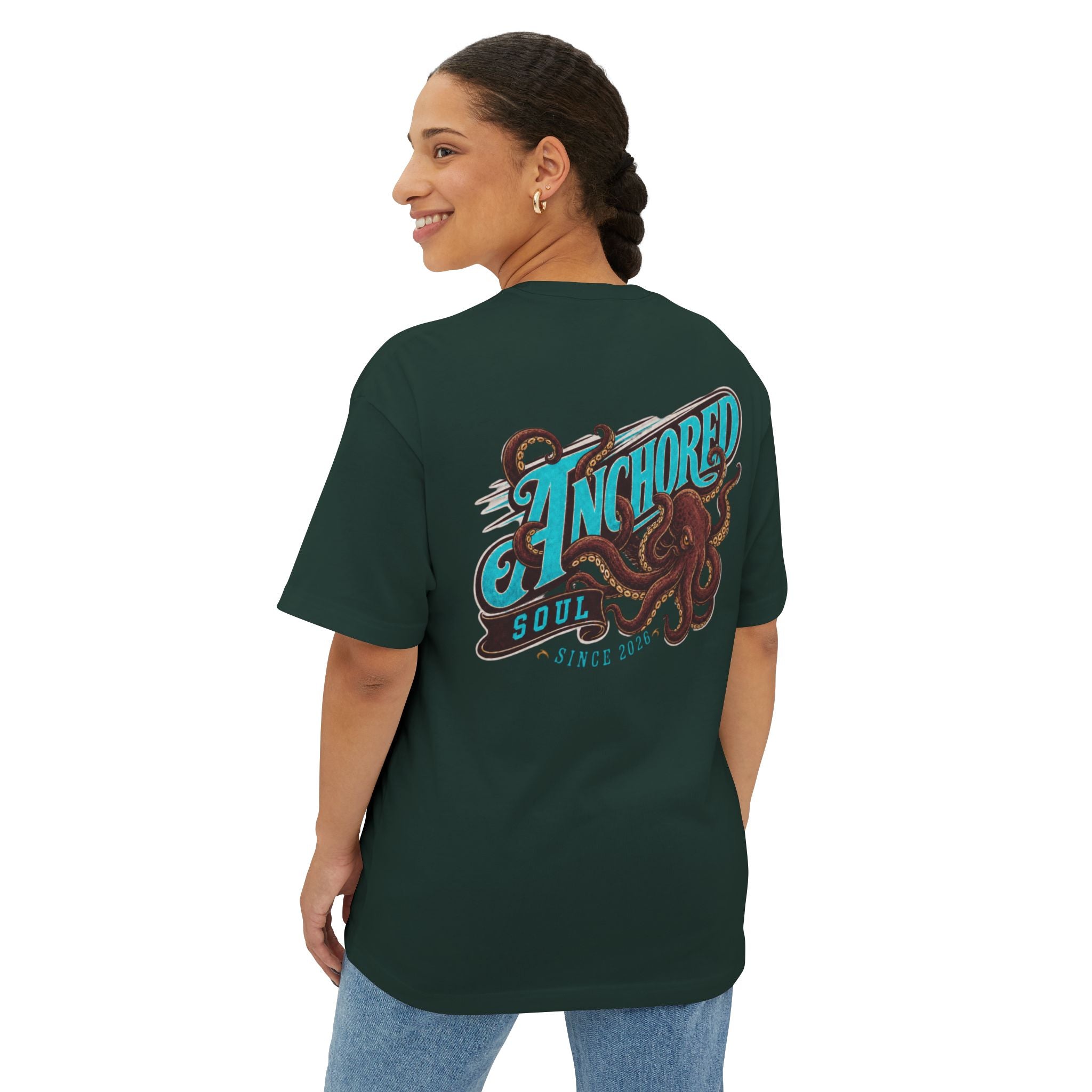 Anchored Soul Octopus Tee — Graphic Oversized Boxy T-Shirt