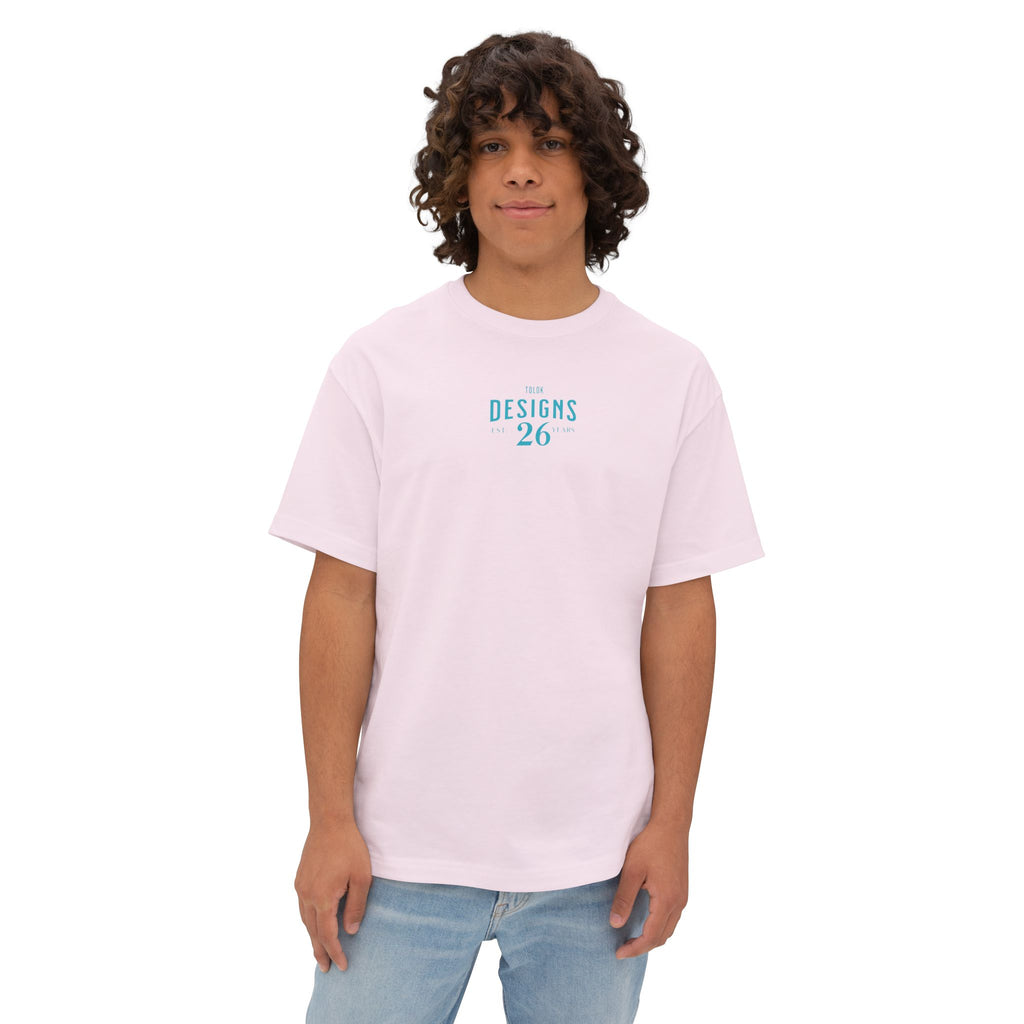Designs 26 Graphic Tee — Minimal Retro Logo Oversized Boxy T‑Shirt
