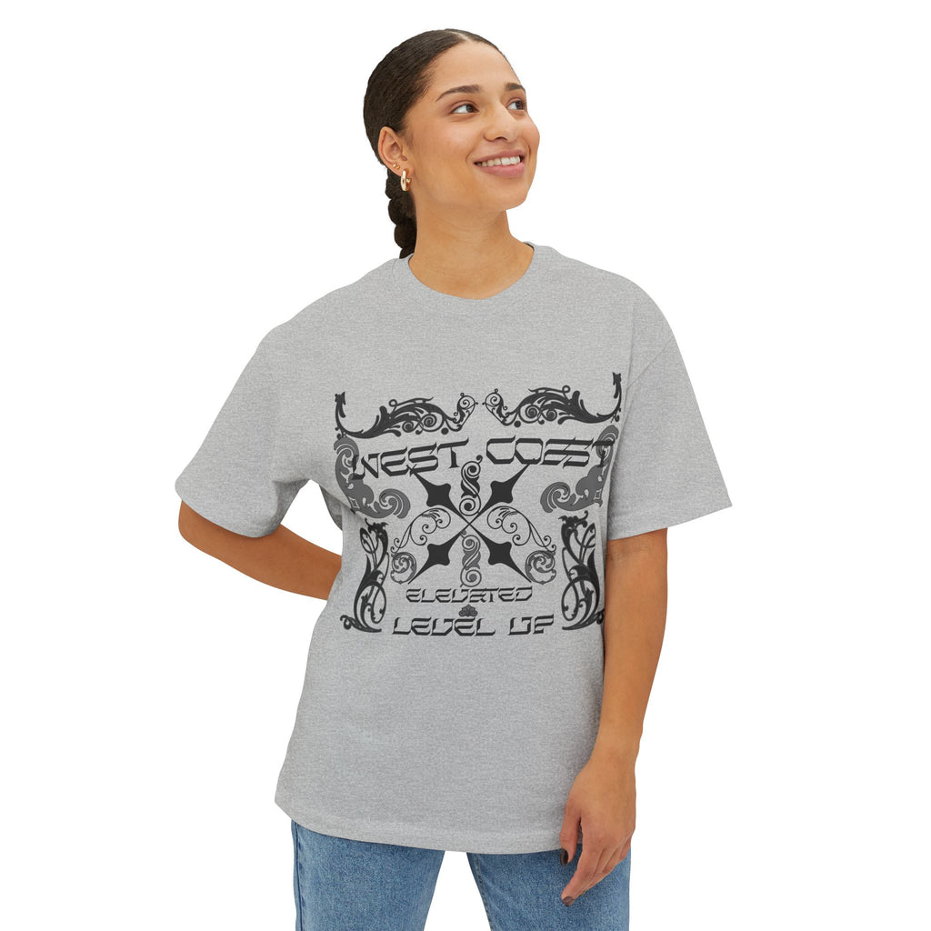 Boxy Tee — Retro Gothic Floral 'Next Level Up' Graphic Shirt