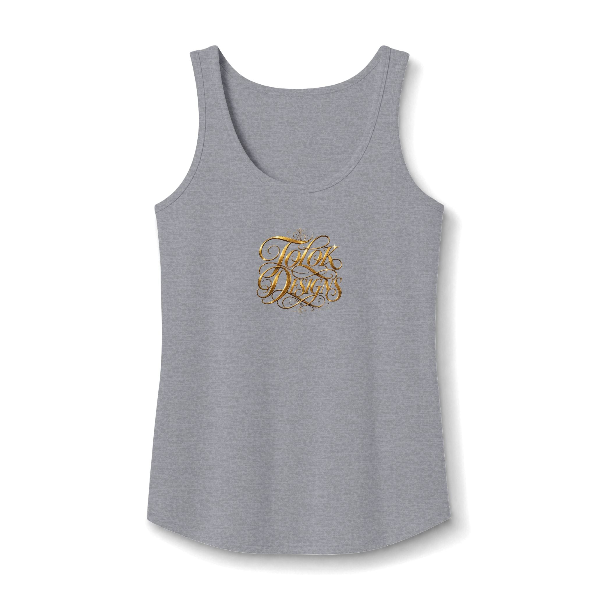 Women's Tank Top — Gold Script "Hot Mess" Small Chest Design