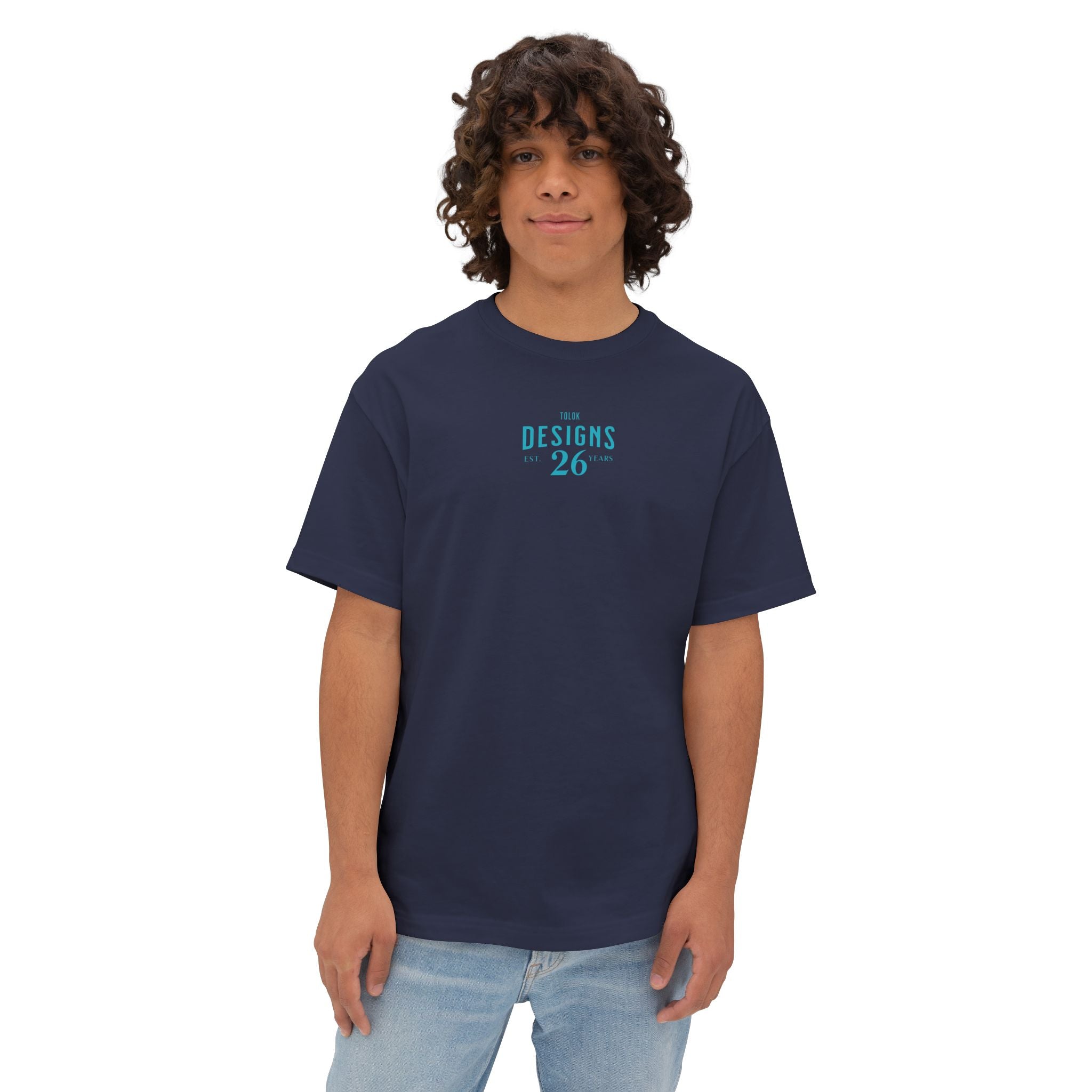 Designs 26 Graphic Tee — Minimal Retro Logo Oversized Boxy T‑Shirt