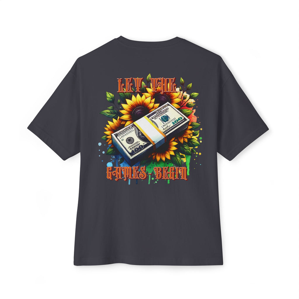 Money & Sunflowers Graphic Tee — "Let the Money Bloom" Oversized Boxy T‑Shirt