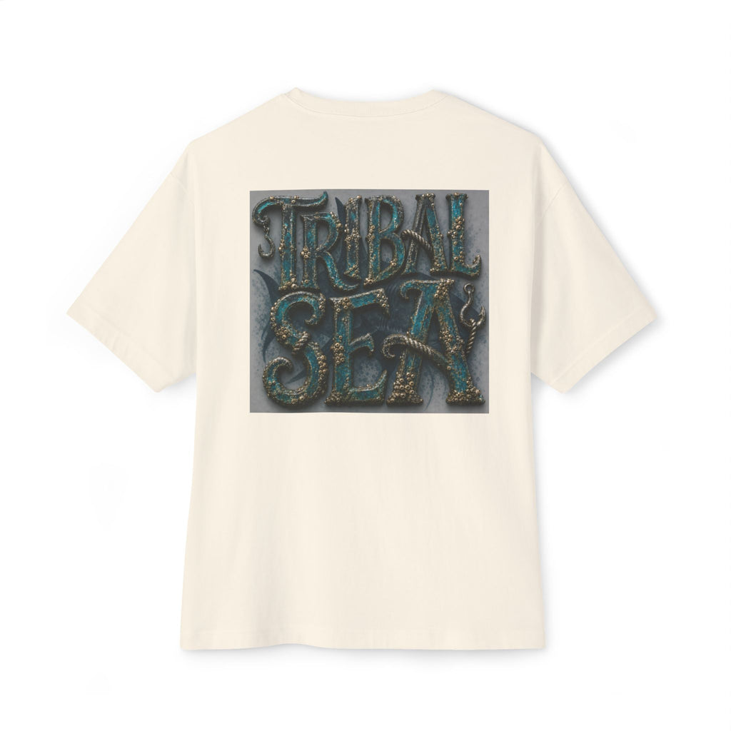 Tribal Sea Boxy Tee — Oversized Graphic T-Shirt with 'Tribal Sea' Back Print