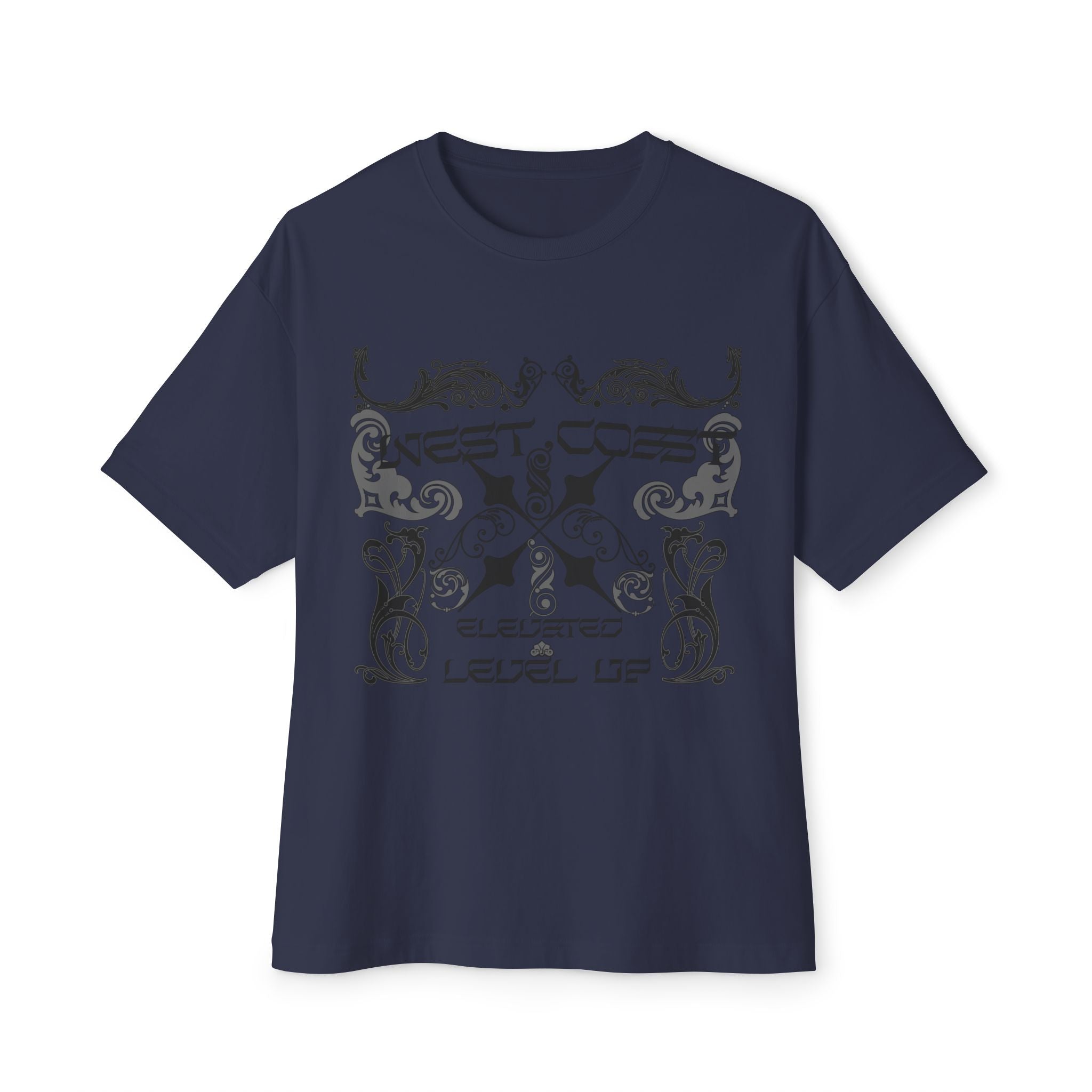 Boxy Tee — Retro Gothic Floral 'Next Level Up' Graphic Shirt