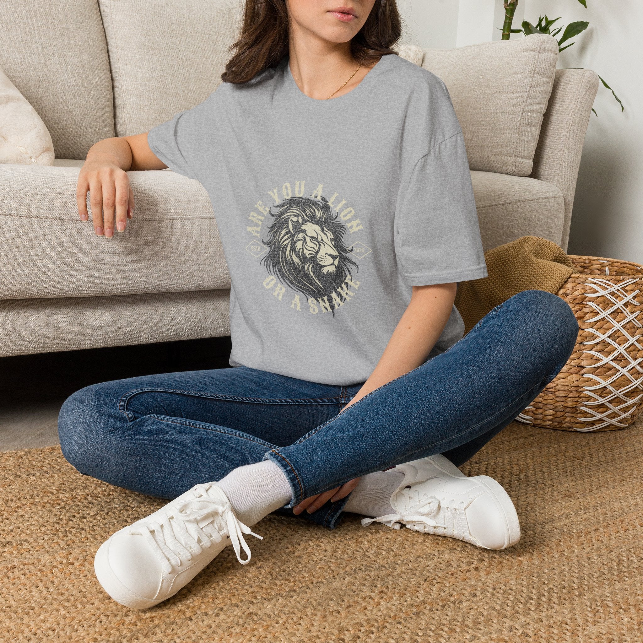 Are You a Lion or a Snake? Graphic Tee — Vintage Lion Emblem T-Shirt