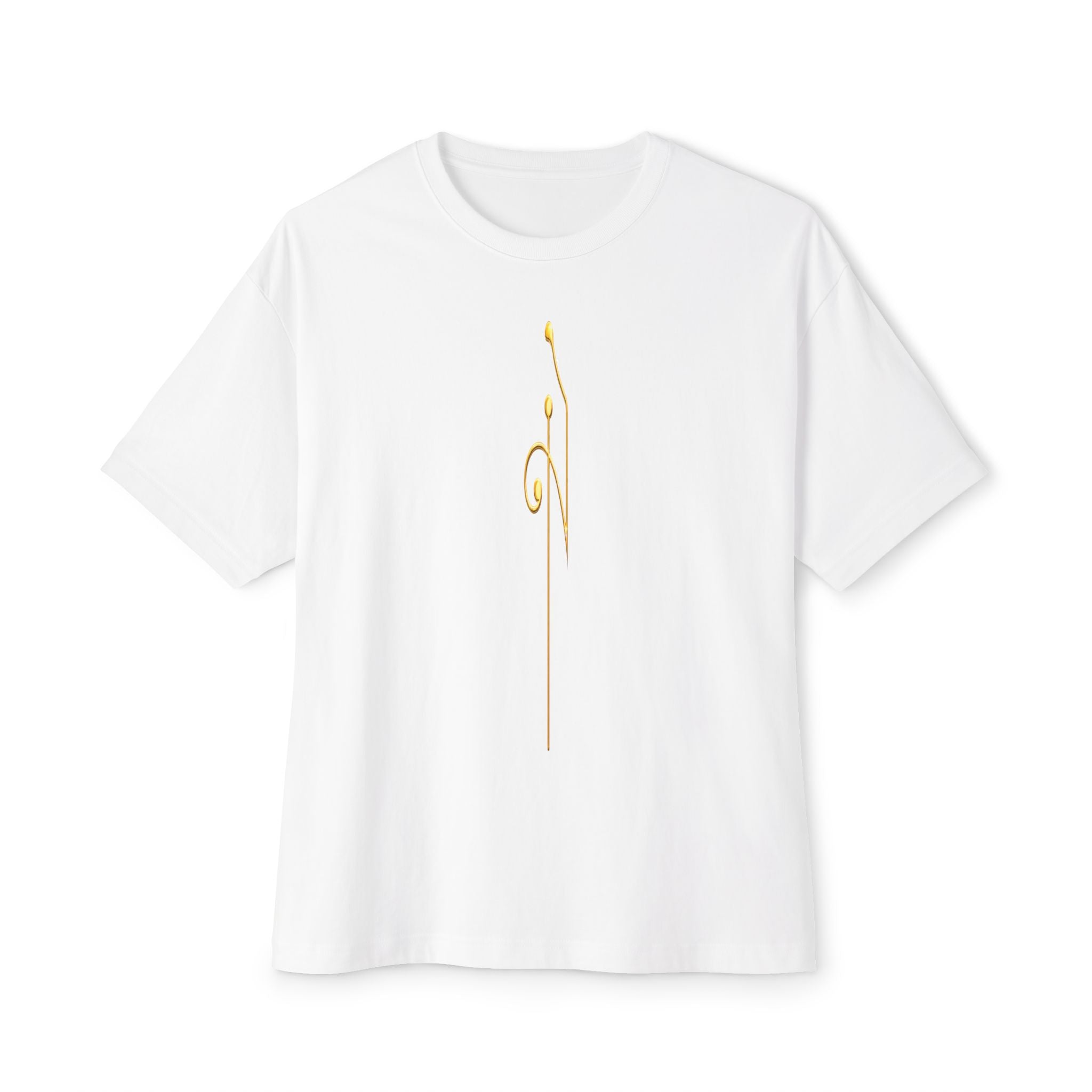 Boxy Tee — Minimal Gold Floral Front & 'Elite Crew' Back Graphic