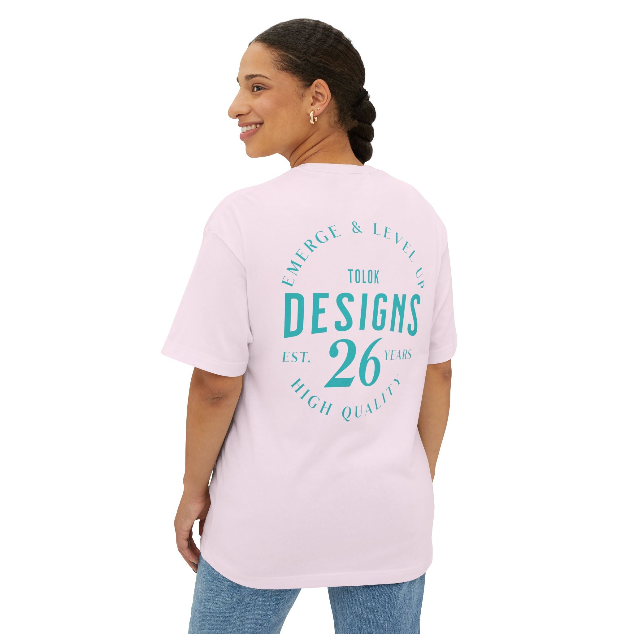 Designs 26 Graphic Tee — Minimal Retro Logo Oversized Boxy T‑Shirt