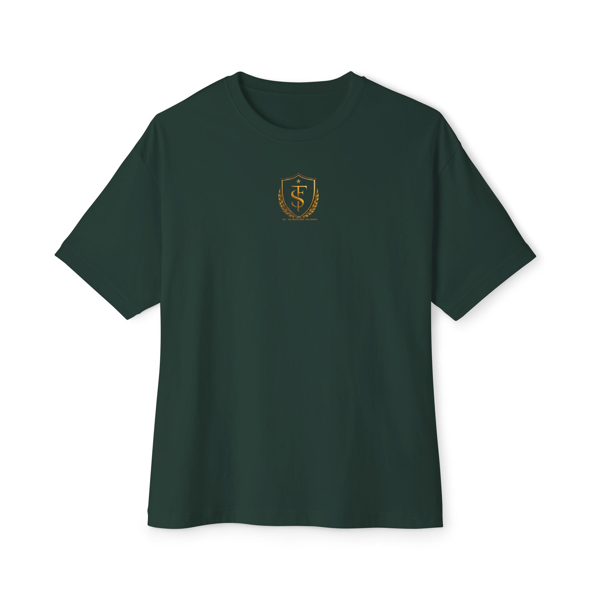 Bold Few Crest Tee — Minimalist White Oversized Shirt with Crown Logo