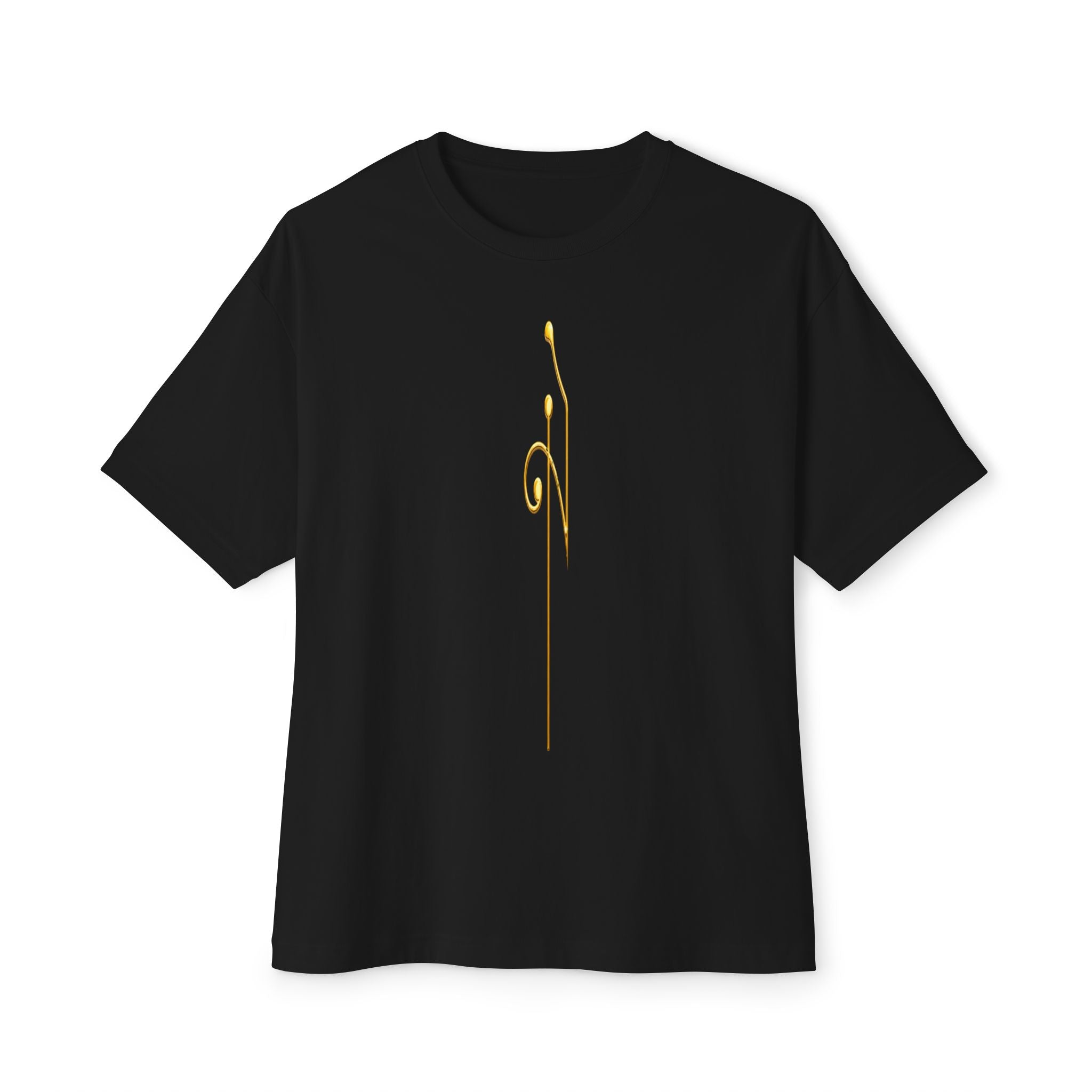 Boxy Tee — Minimal Gold Floral Front & 'Elite Crew' Back Graphic
