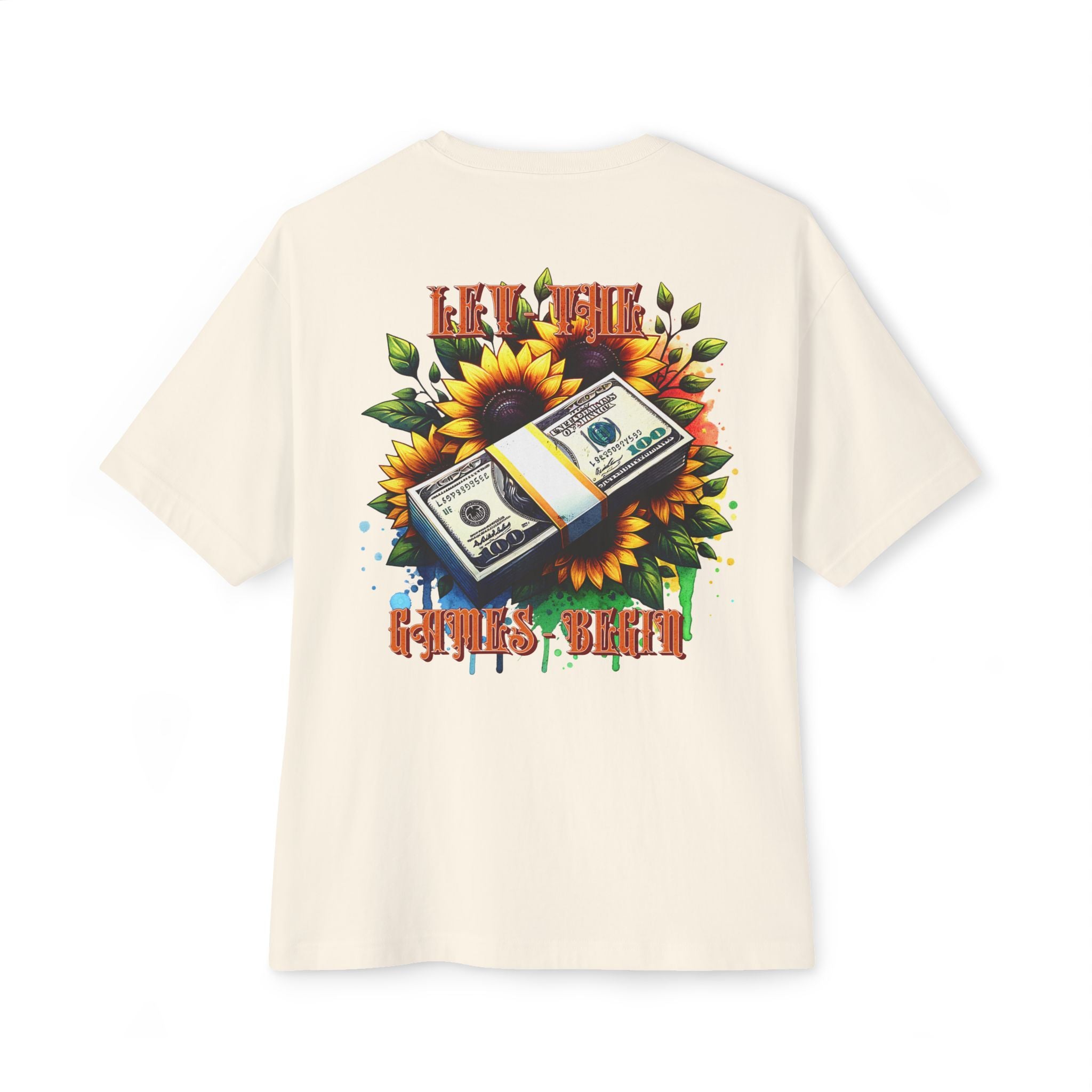 Money & Sunflowers Graphic Tee — "Let the Money Bloom" Oversized Boxy T‑Shirt