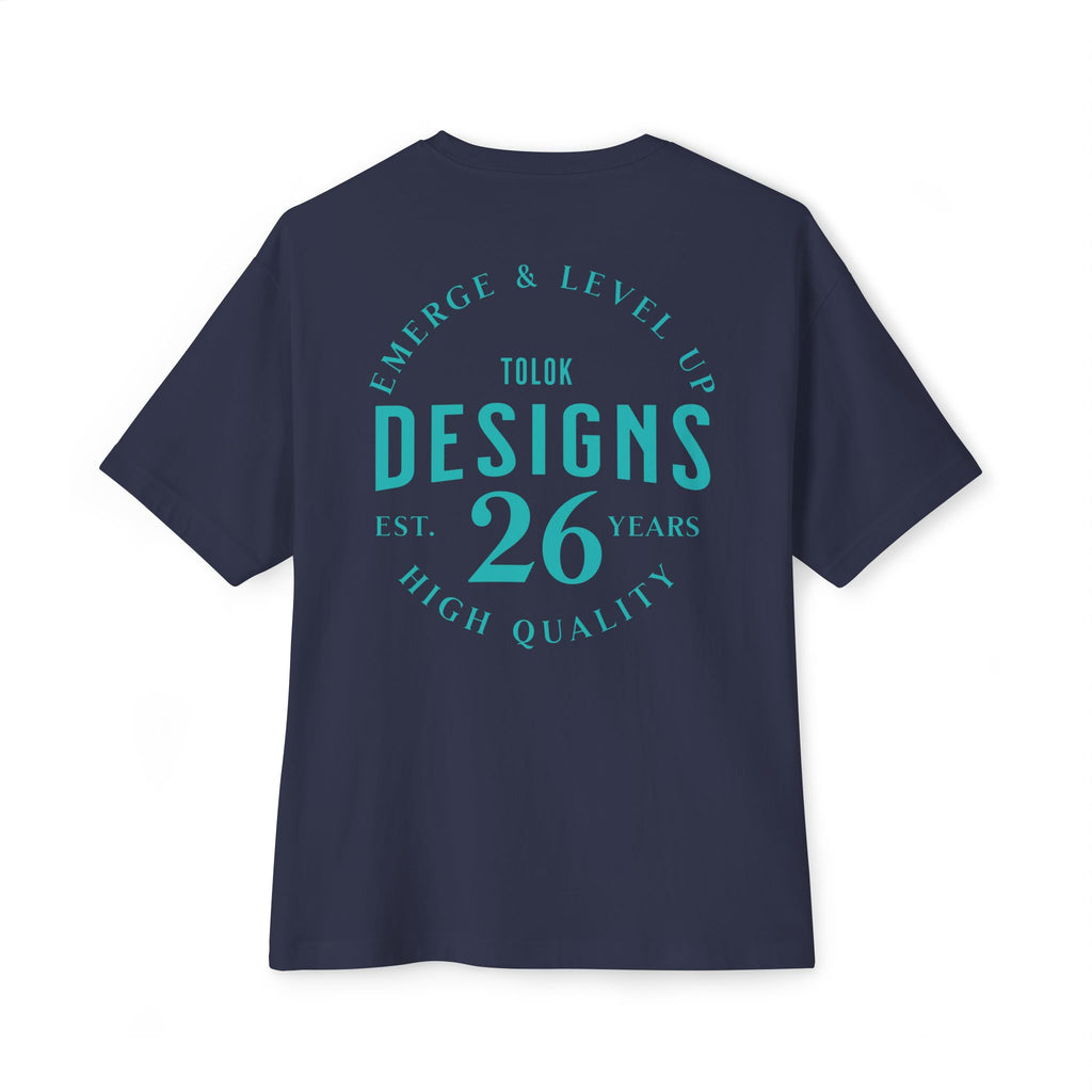 Designs 26 Graphic Tee — Minimal Retro Logo Oversized Boxy T‑Shirt