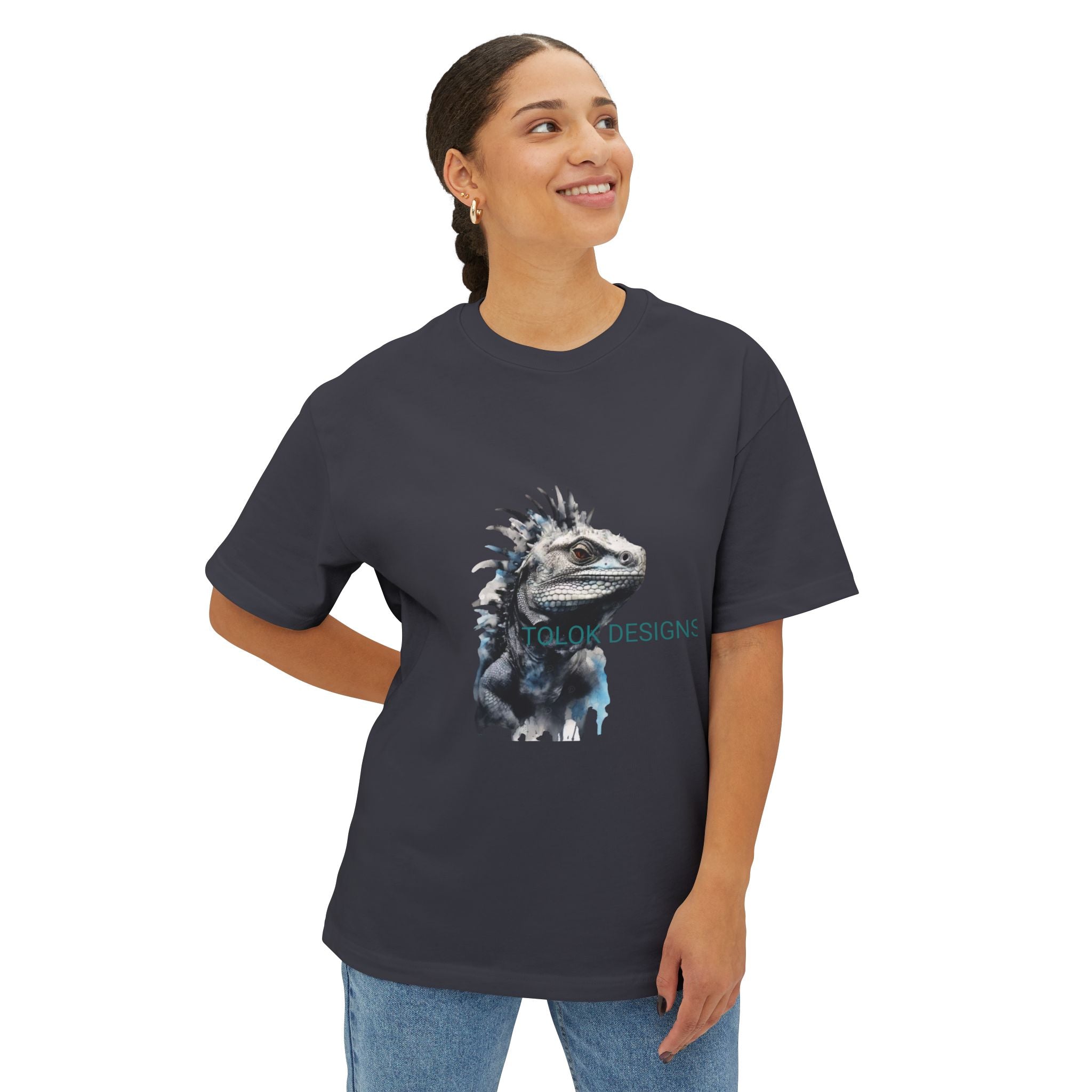 Iguana Portrait Tee — Botanical Watercolor Reptile T-Shirt