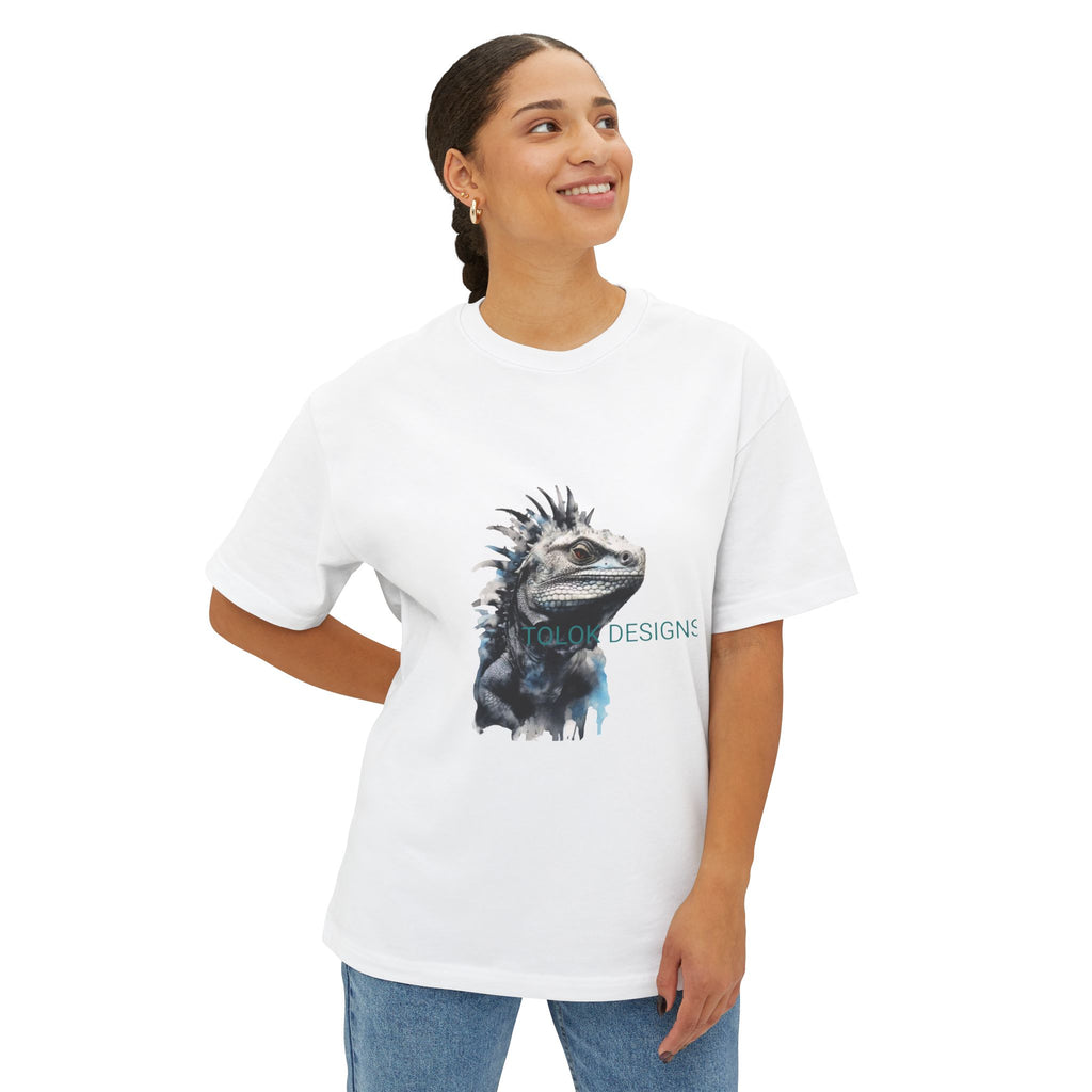 Iguana Portrait Tee — Botanical Watercolor Reptile T-Shirt