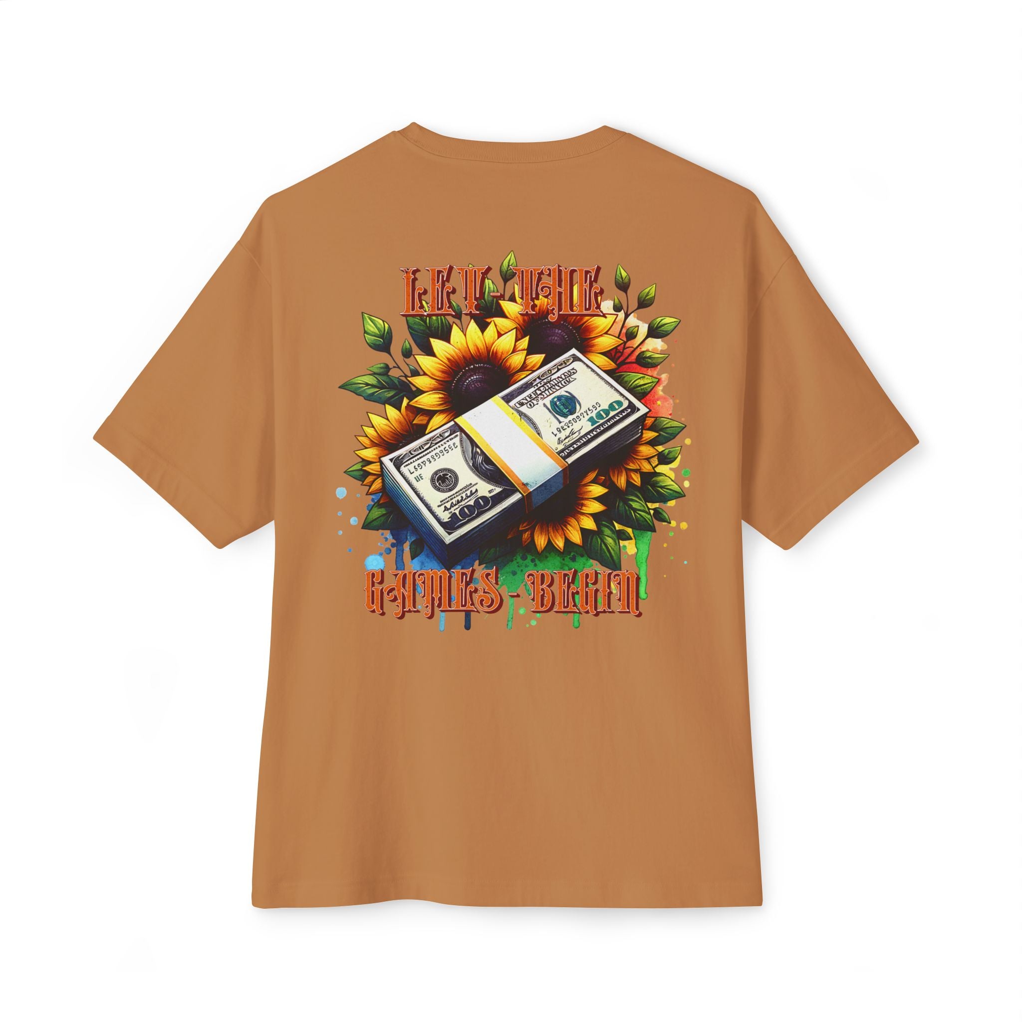 Money & Sunflowers Graphic Tee — "Let the Money Bloom" Oversized Boxy T‑Shirt