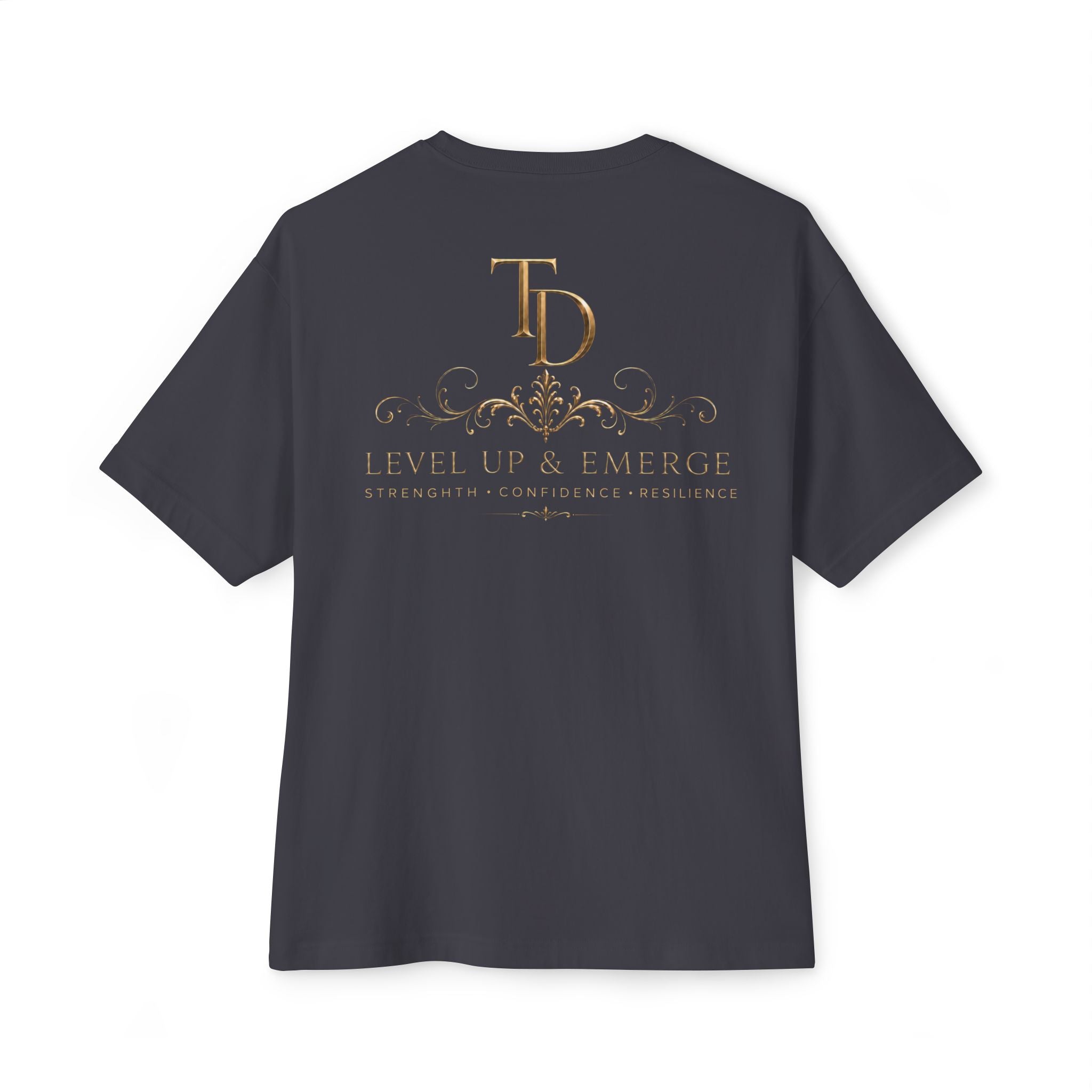 Boxy Tee — Elegant Monogram 'TD' Logo Oversized White T‑Shirt