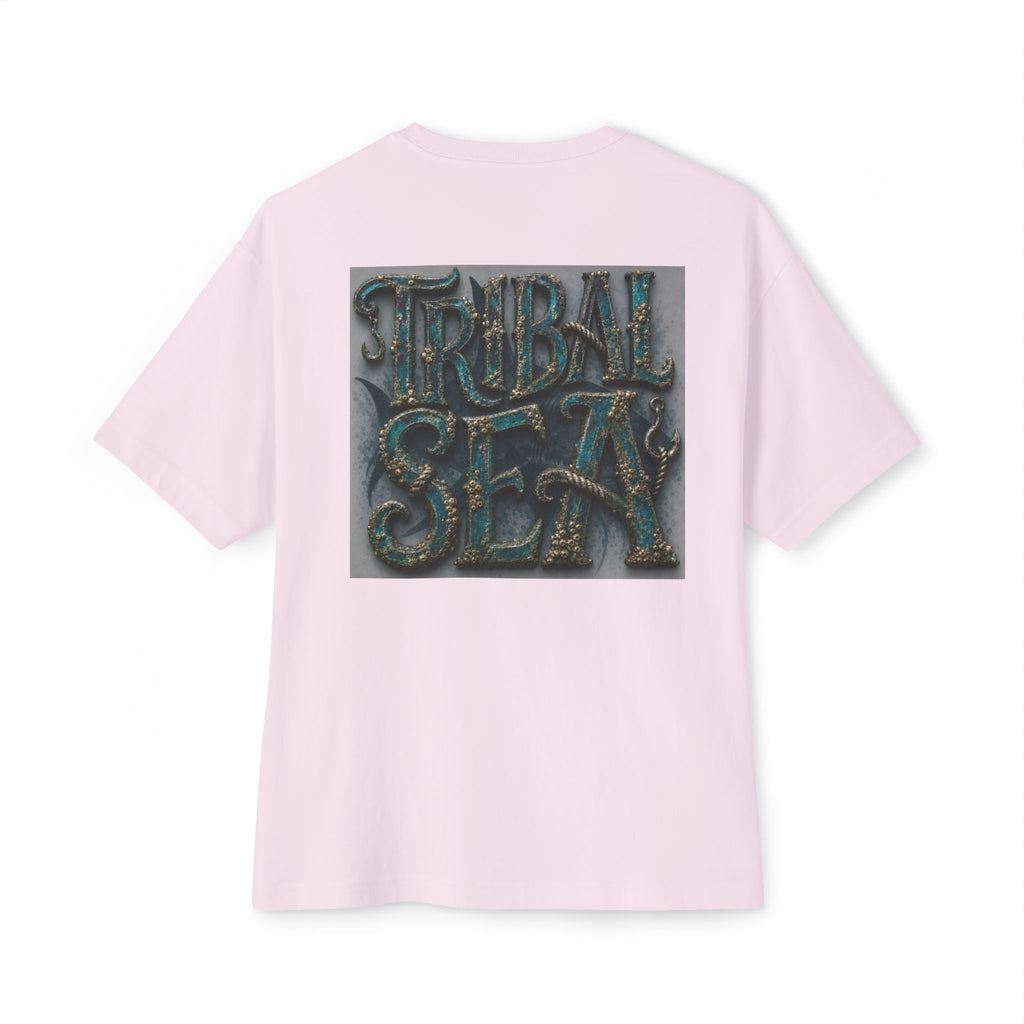 Tribal Sea Boxy Tee — Oversized Graphic T-Shirt with 'Tribal Sea' Back Print