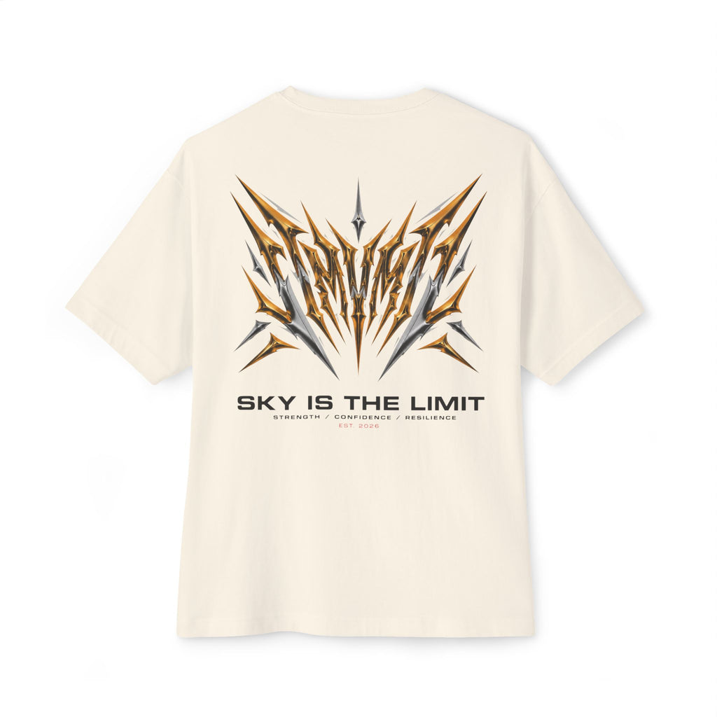 Sky Is The Limit Graphic Tee — Futuristic Tribal Backprint Cotton T-Shirt