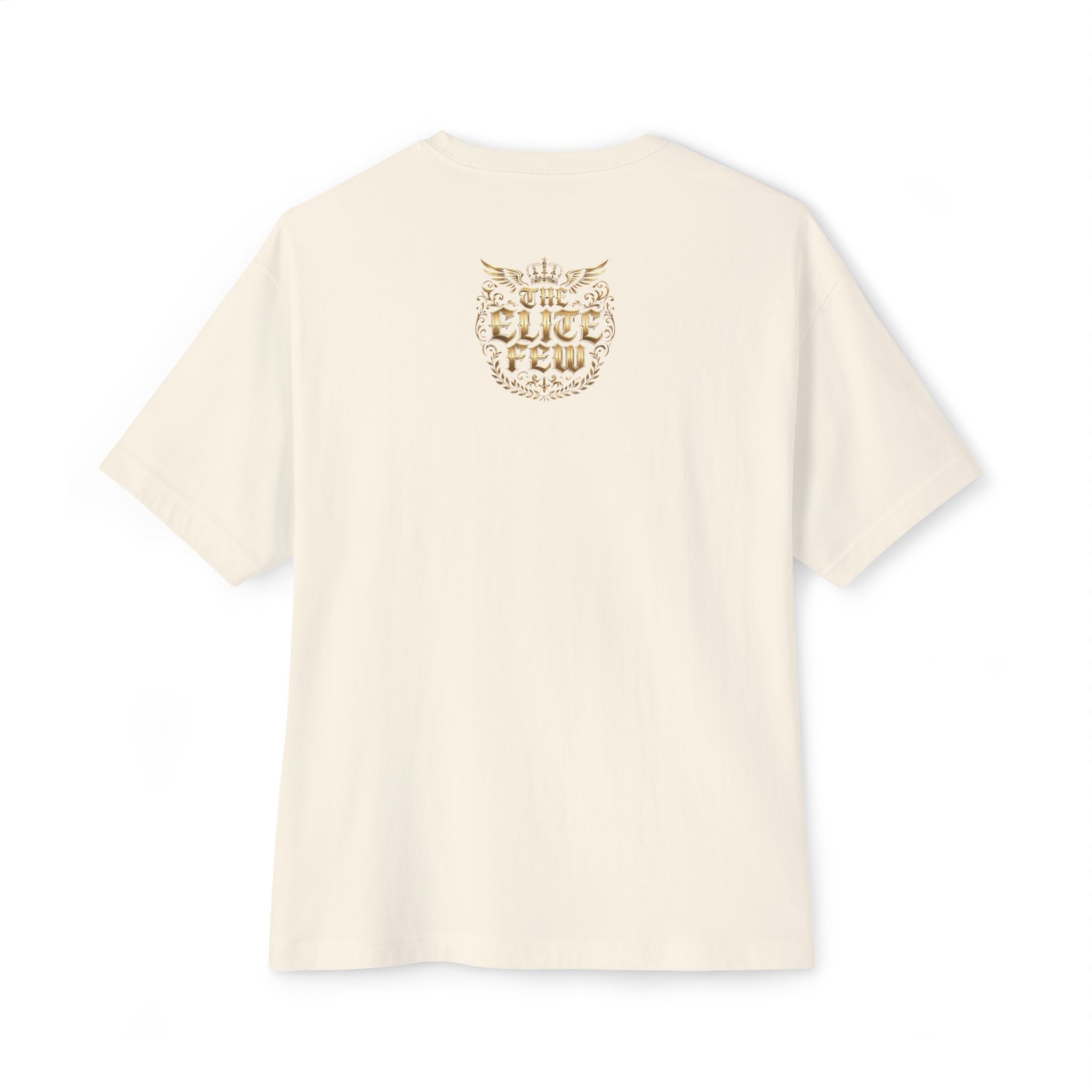 Boxy Tee — Minimal Gold Floral Front & 'Elite Crew' Back Graphic