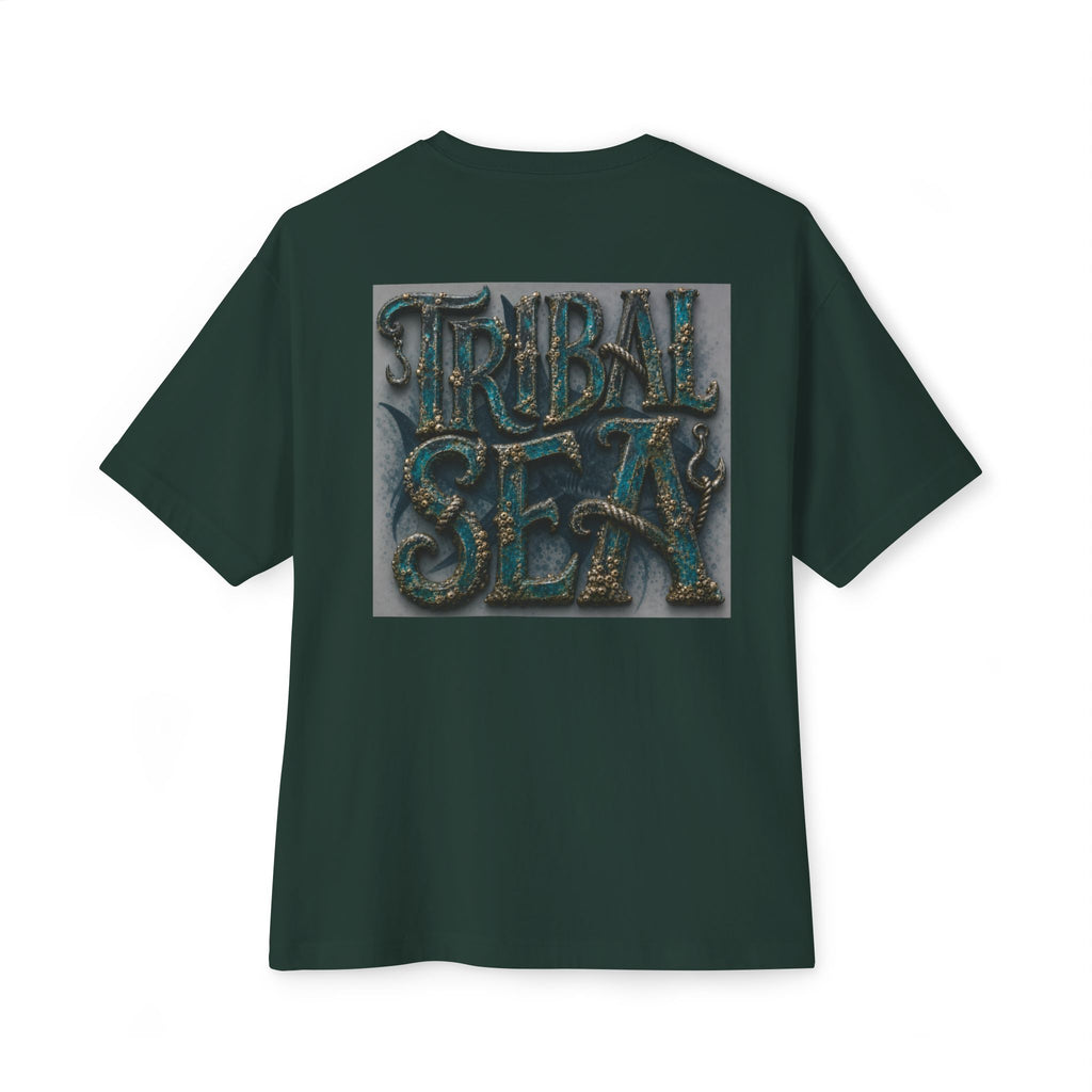 Tribal Sea Boxy Tee — Oversized Graphic T-Shirt with 'Tribal Sea' Back Print