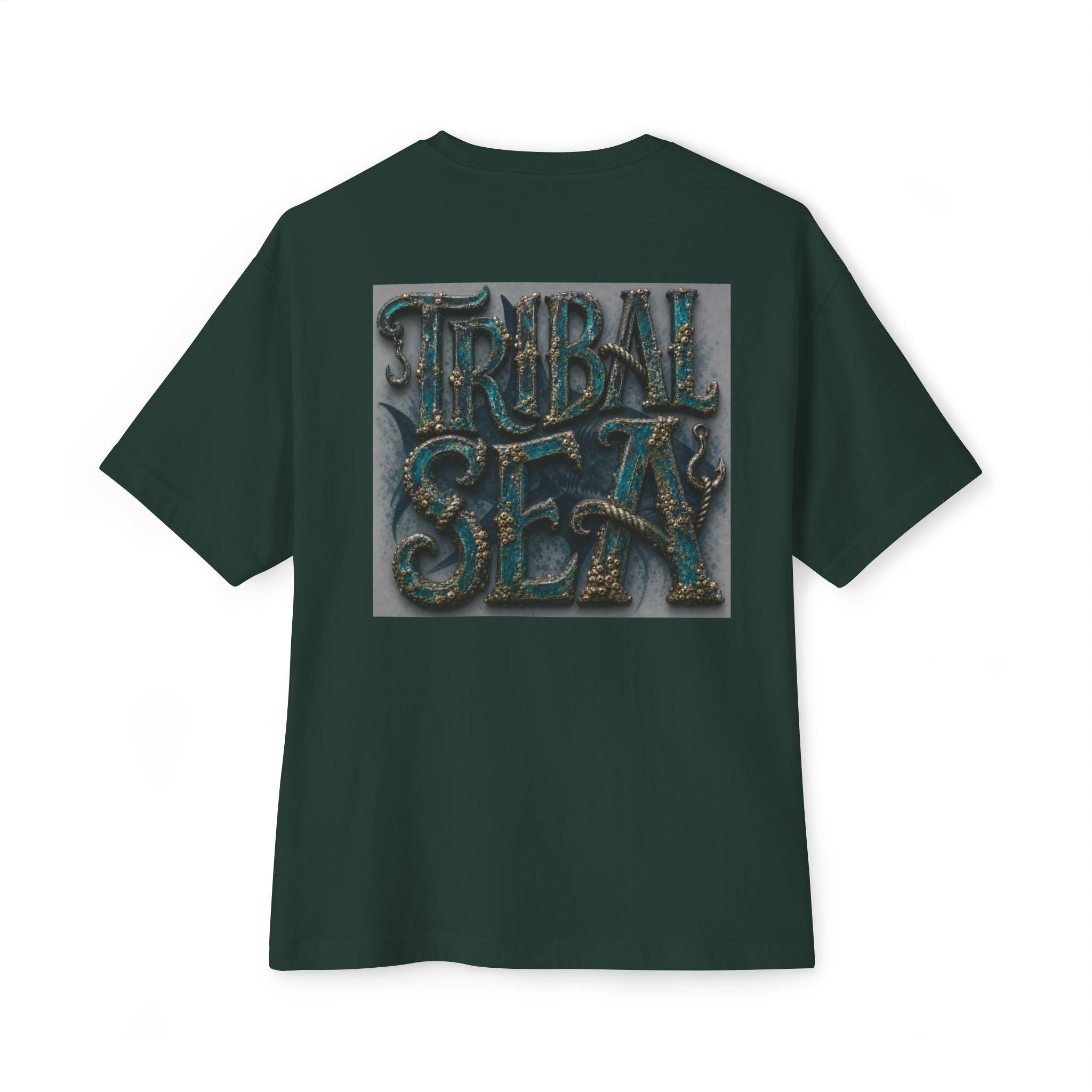 Tribal Sea Boxy Tee — Oversized Graphic T-Shirt with 'Tribal Sea' Back Print