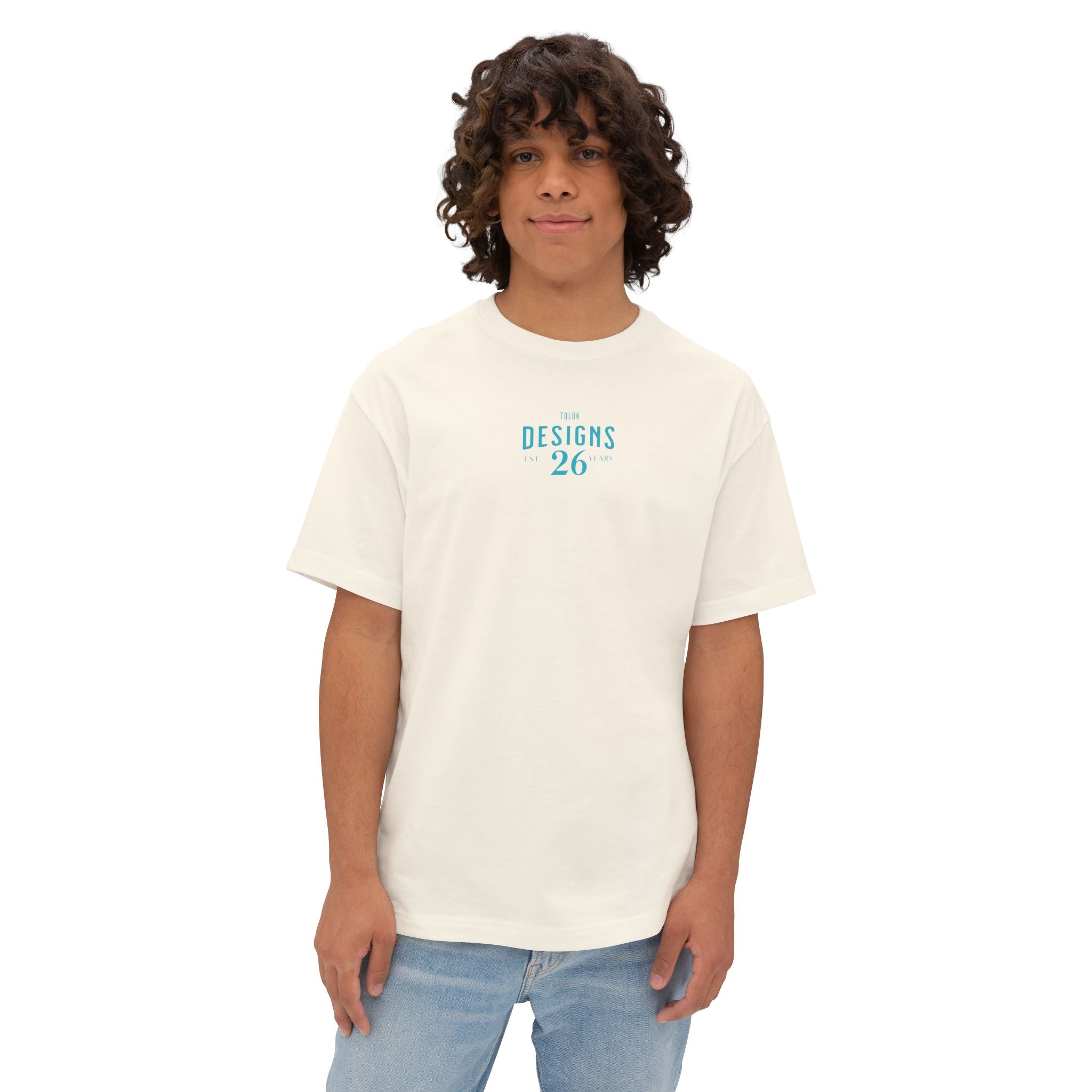 Designs 26 Graphic Tee — Minimal Retro Logo Oversized Boxy T‑Shirt