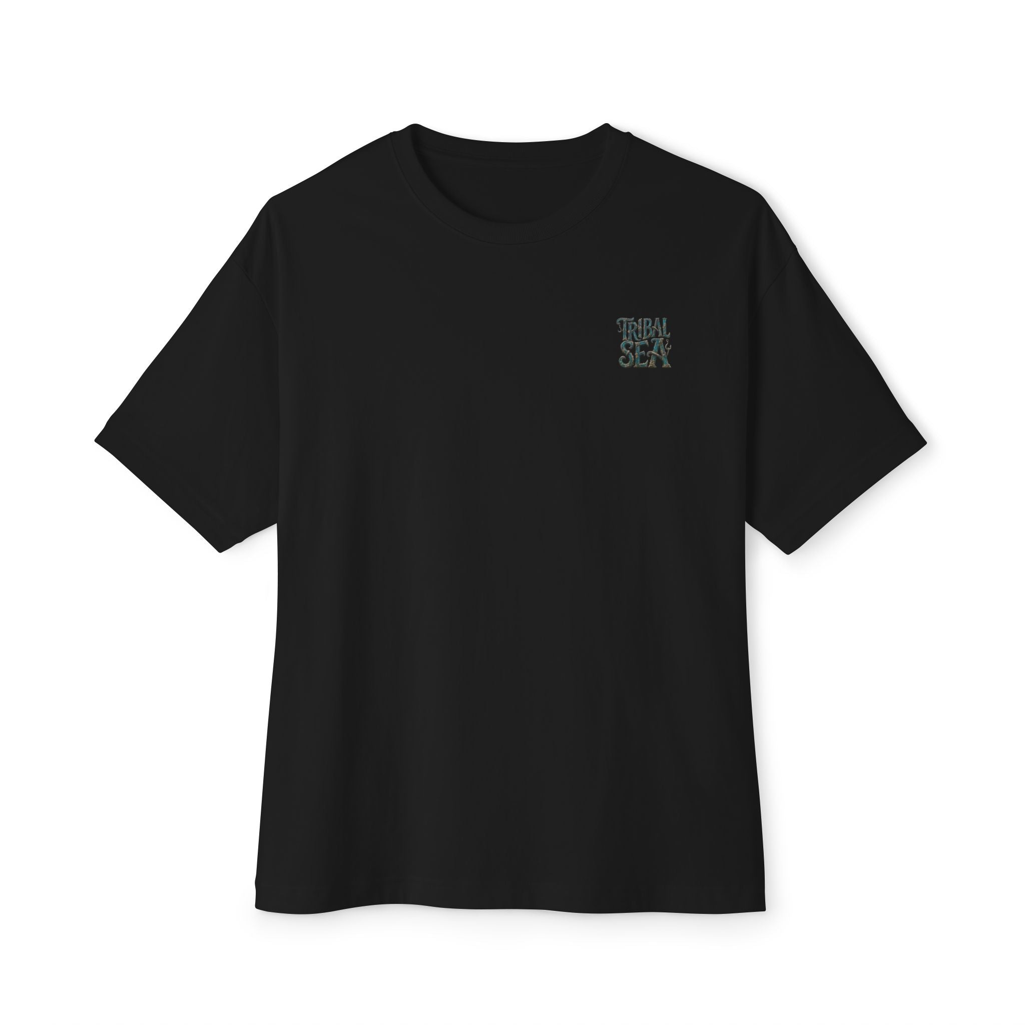 Tribal Sea Boxy Tee — Oversized Graphic T-Shirt with 'Tribal Sea' Back Print
