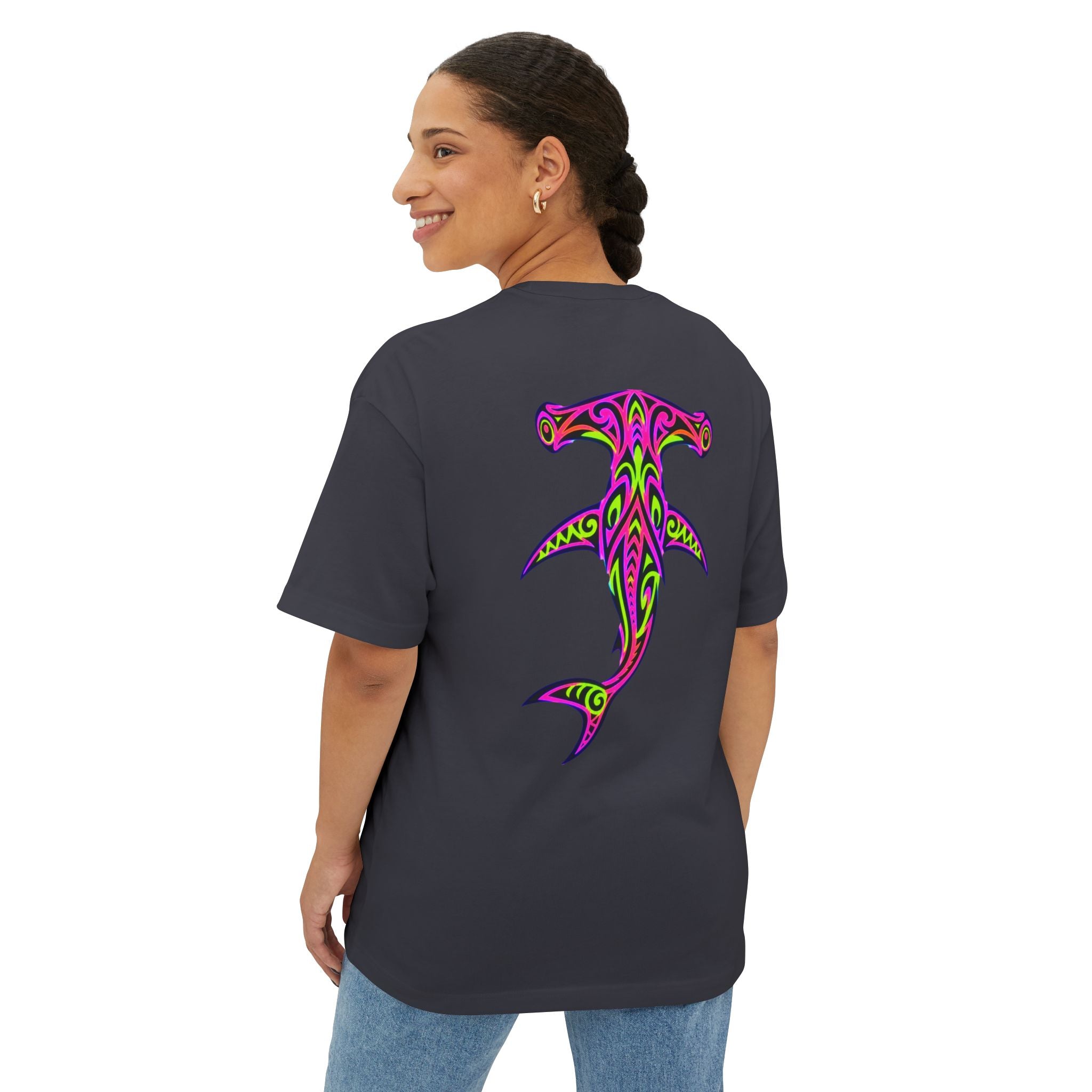 Hammerhead Shark Tee — Tribal Neon Hammerhead Graphic Shirt