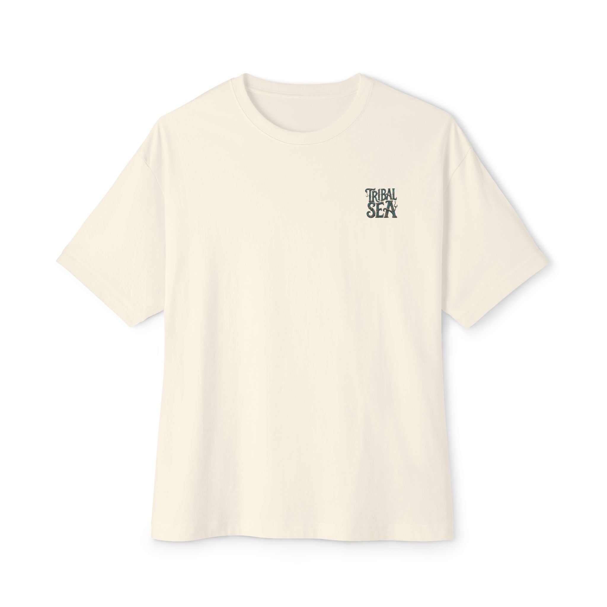 Tribal Sea Boxy Tee — Oversized Graphic T-Shirt with 'Tribal Sea' Back Print