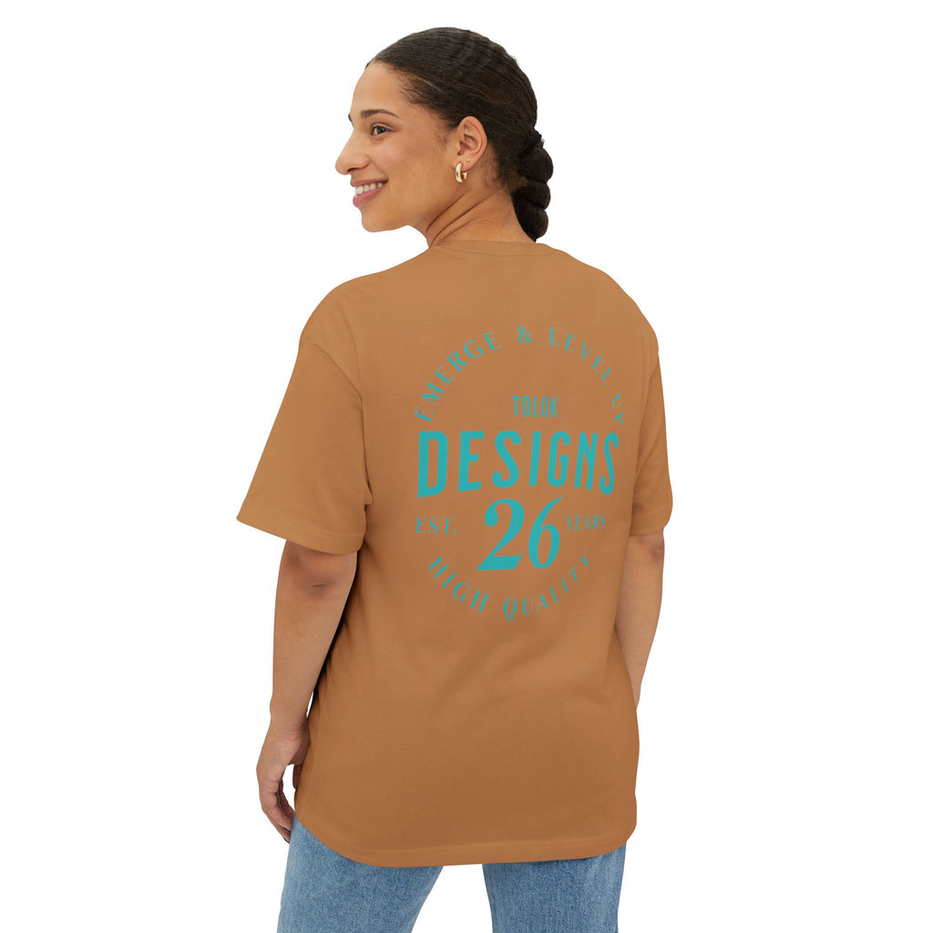 Designs 26 Graphic Tee — Minimal Retro Logo Oversized Boxy T‑Shirt
