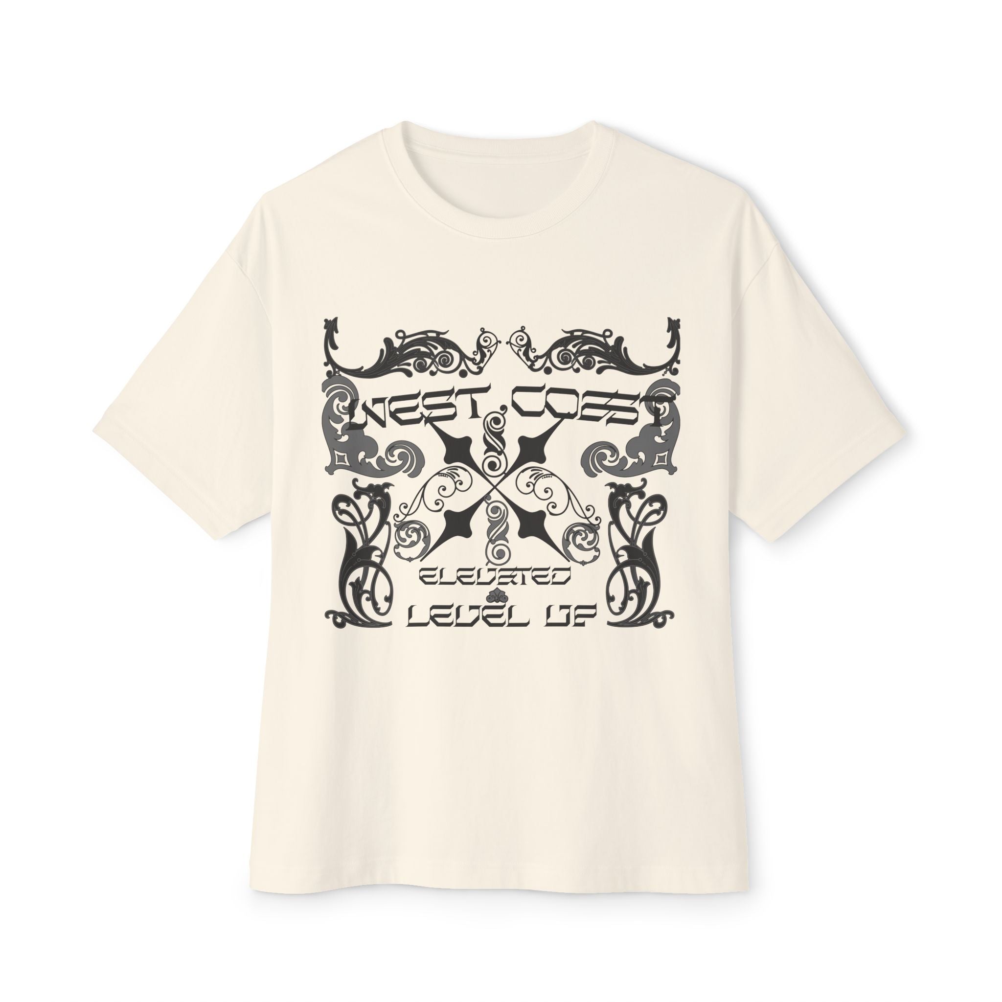 Boxy Tee — Retro Gothic Floral 'Next Level Up' Graphic Shirt