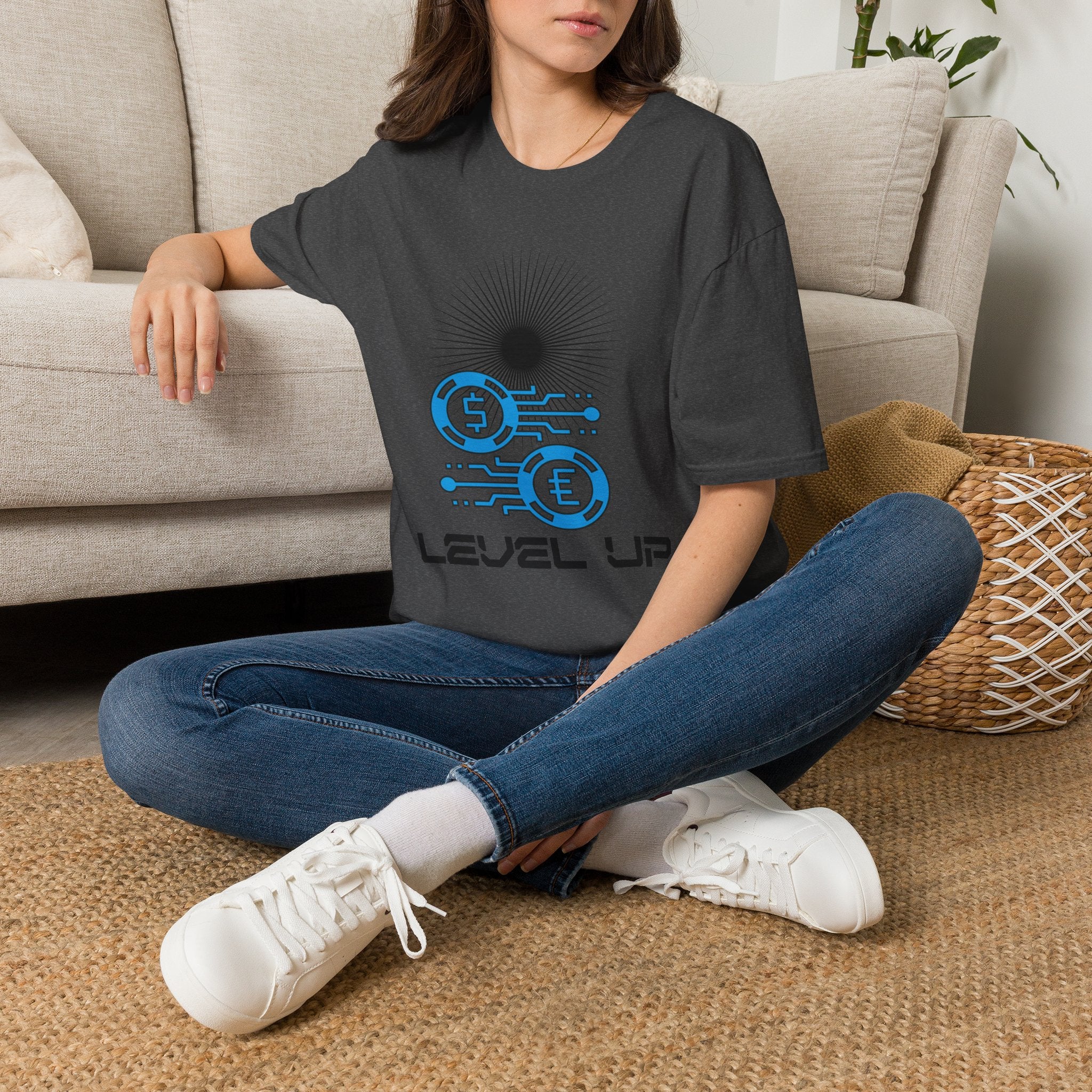 Level Up Gaming T-Shirt — Retro Arcade Coins & Pixel Circuit Design