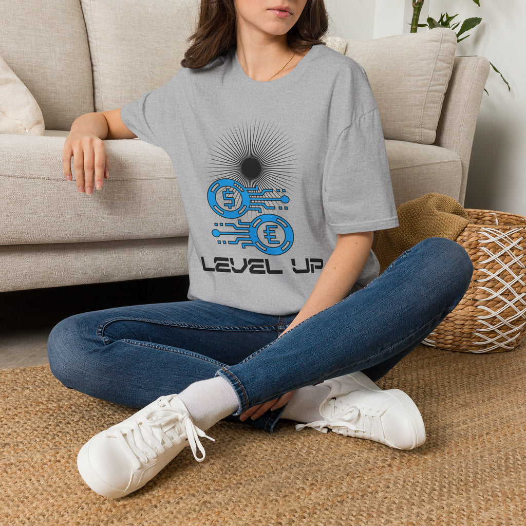 Level Up Gaming T-Shirt — Retro Arcade Coins & Pixel Circuit Design