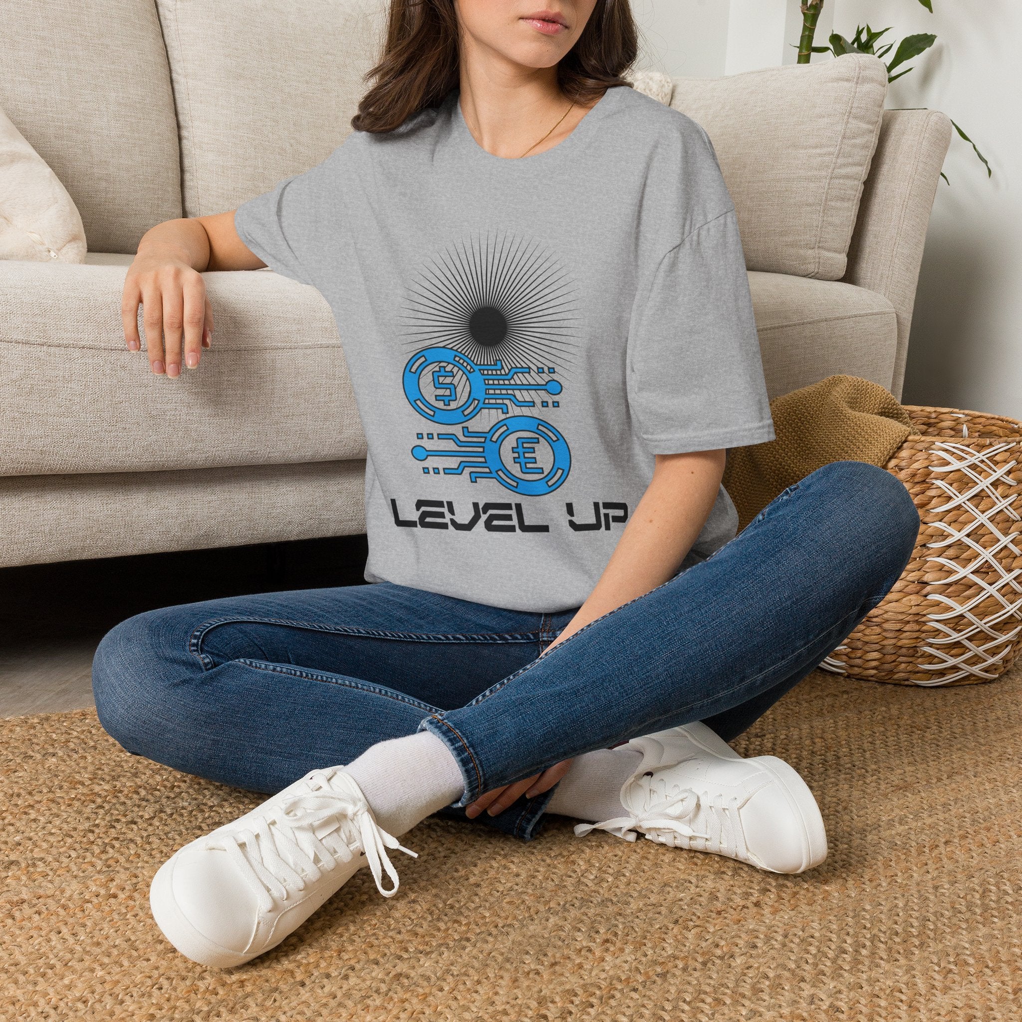 Level Up Gaming T-Shirt — Retro Arcade Coins & Pixel Circuit Design