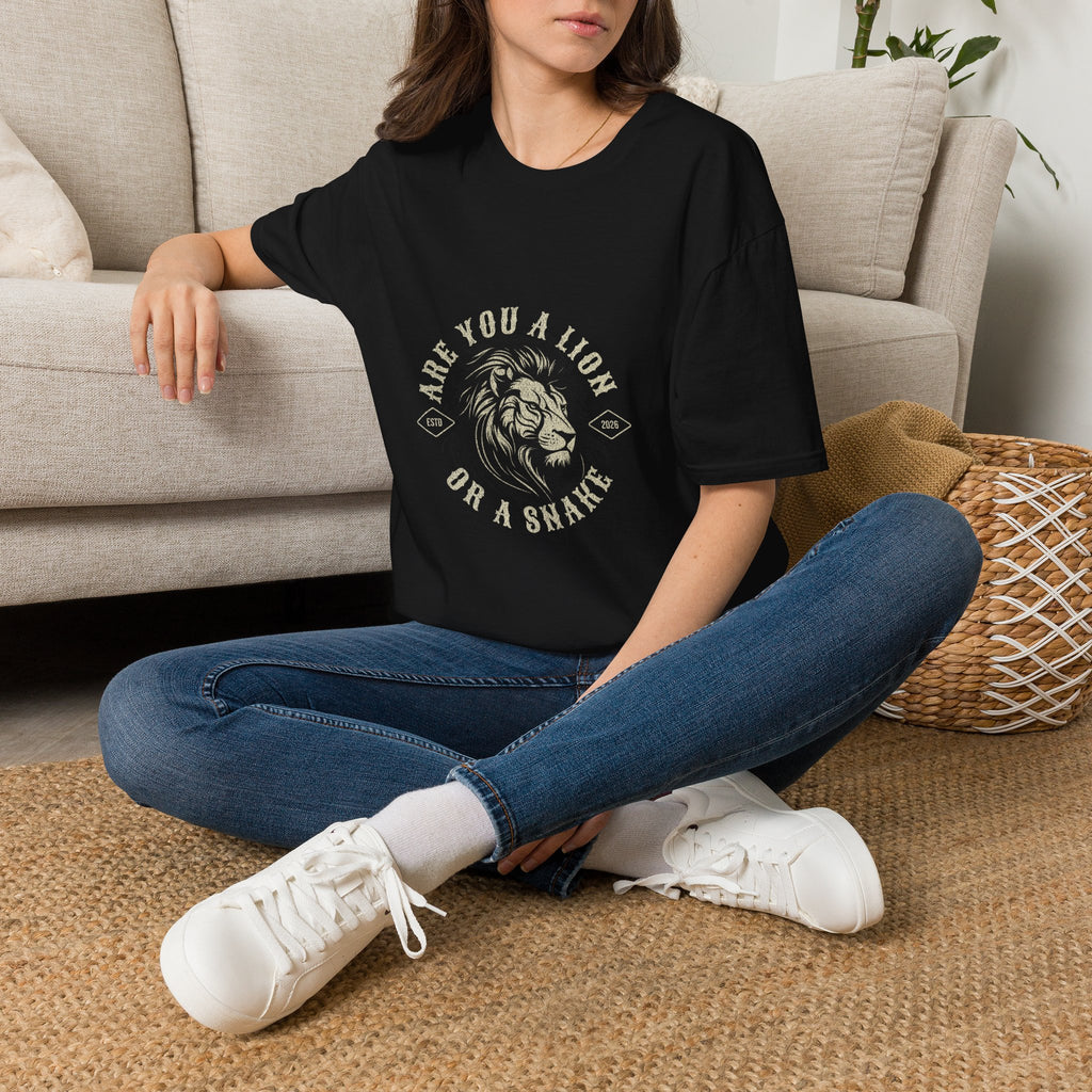 Are You a Lion or a Snake? Graphic Tee — Vintage Lion Emblem T-Shirt