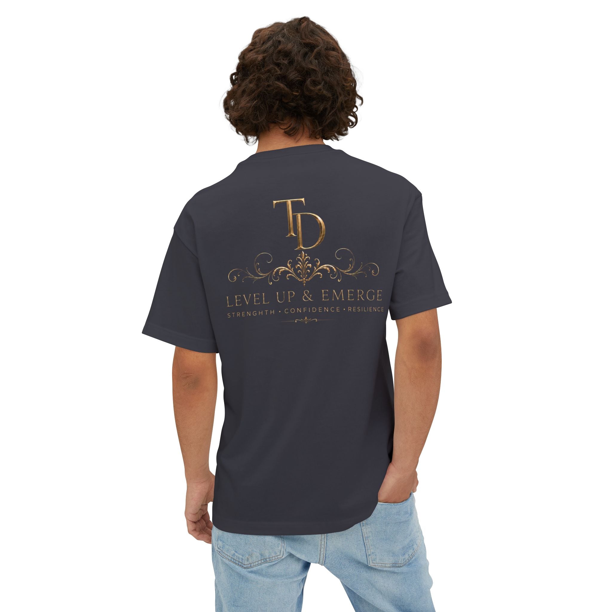 Boxy Tee — Elegant Monogram 'TD' Logo Oversized White T‑Shirt