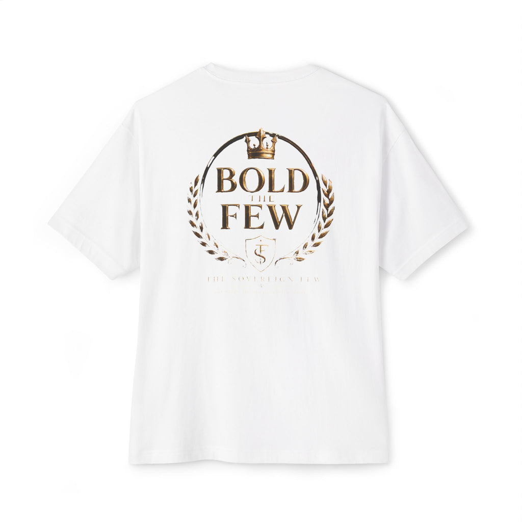 Bold Few Crest Tee — Minimalist White Oversized Shirt with Crown Logo