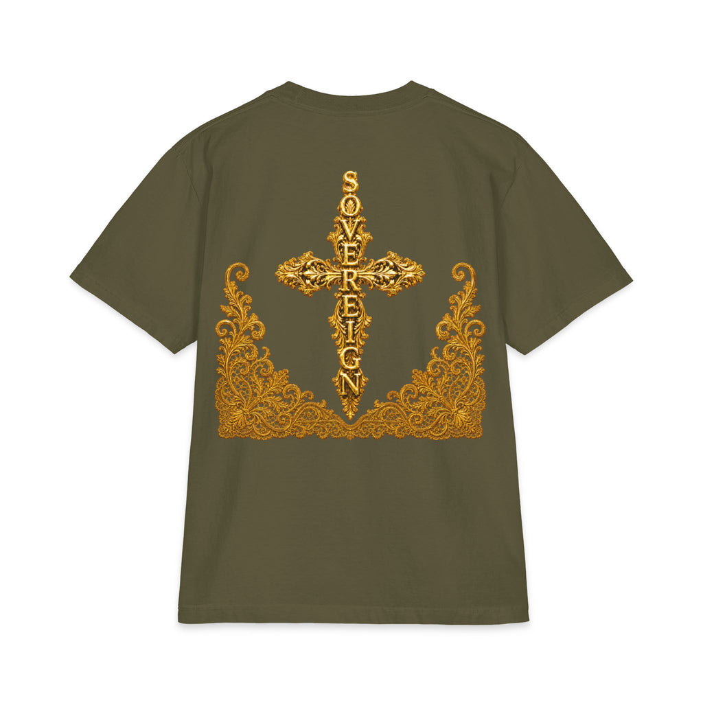 Sovereign Gold Cross T‑Shirt — Ornate Religious Graphic Tee