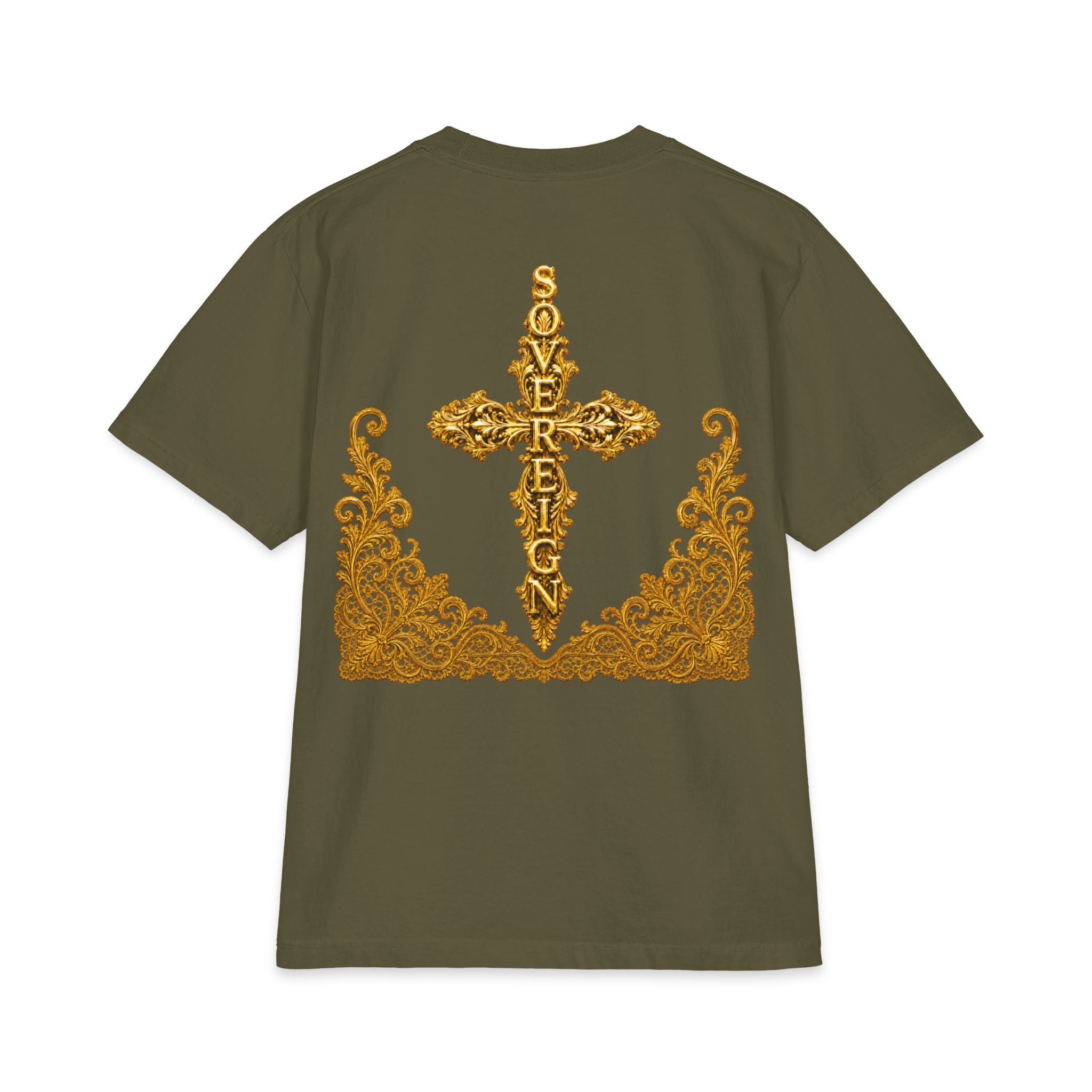 Sovereign Gold Cross T‑Shirt — Ornate Religious Graphic Tee