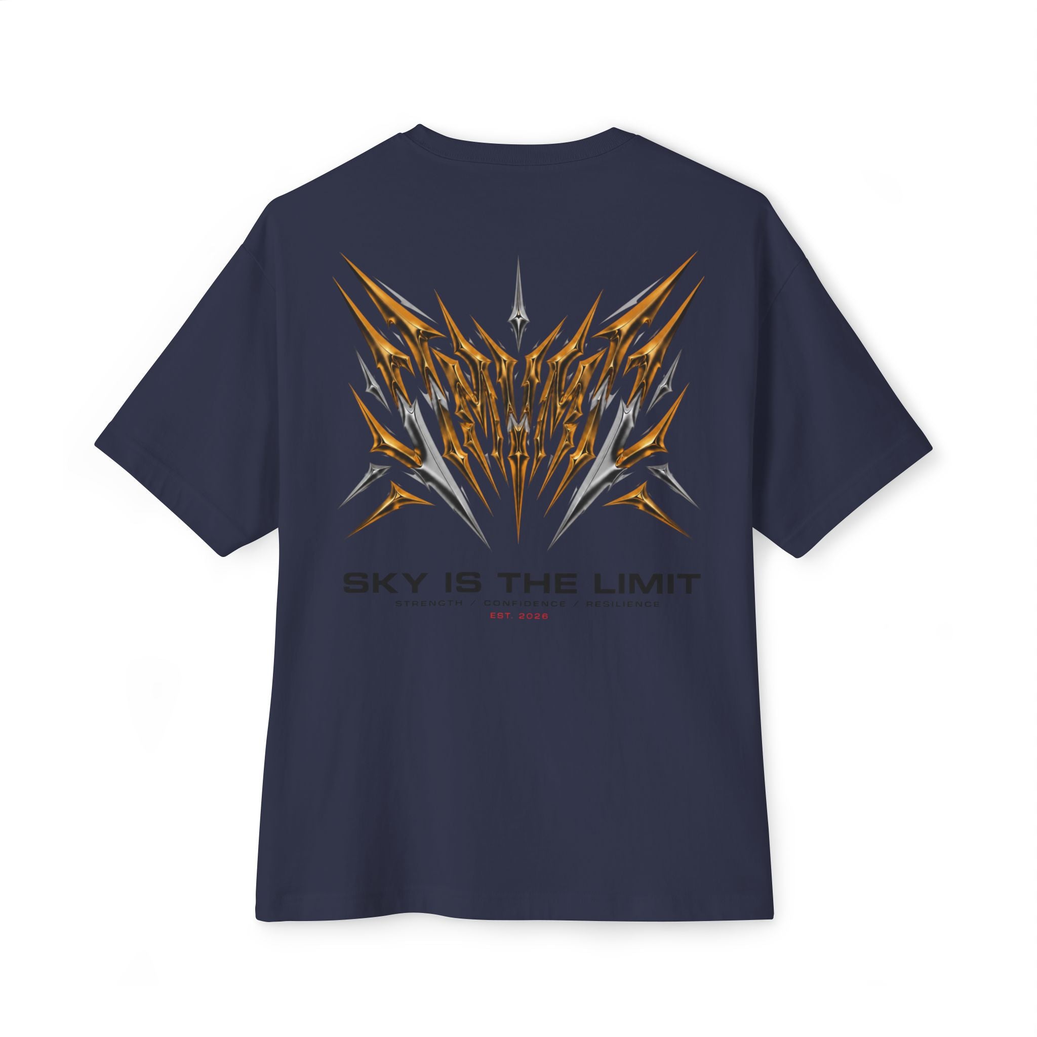 Sky Is The Limit Graphic Tee — Futuristic Tribal Backprint Cotton T-Shirt