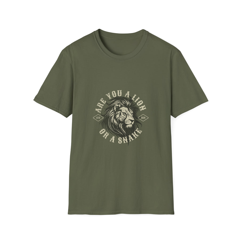 Are You a Lion or a Snake? Graphic Tee — Vintage Lion Emblem T-Shirt