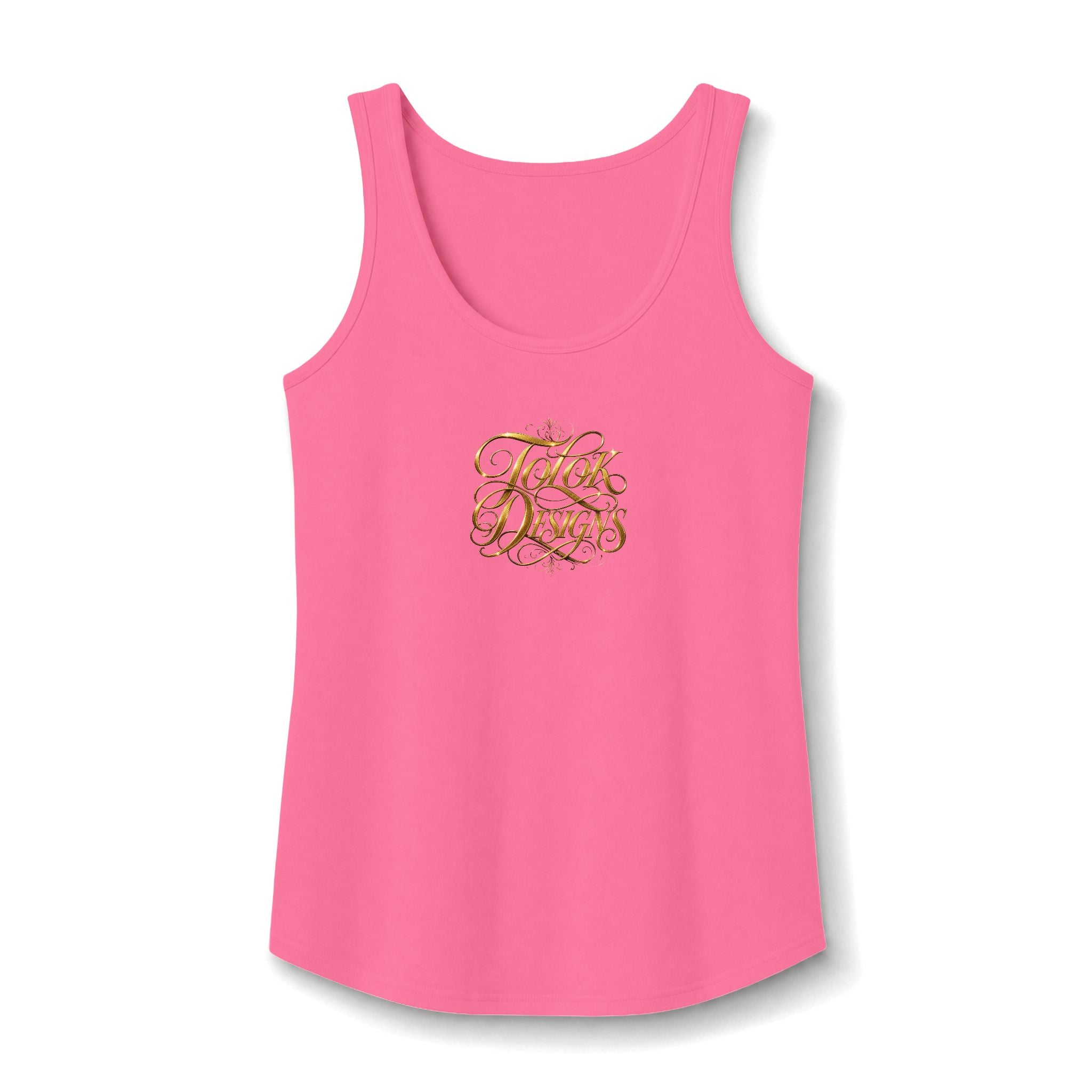 Women's Tank Top — Gold Script "Hot Mess" Small Chest Design