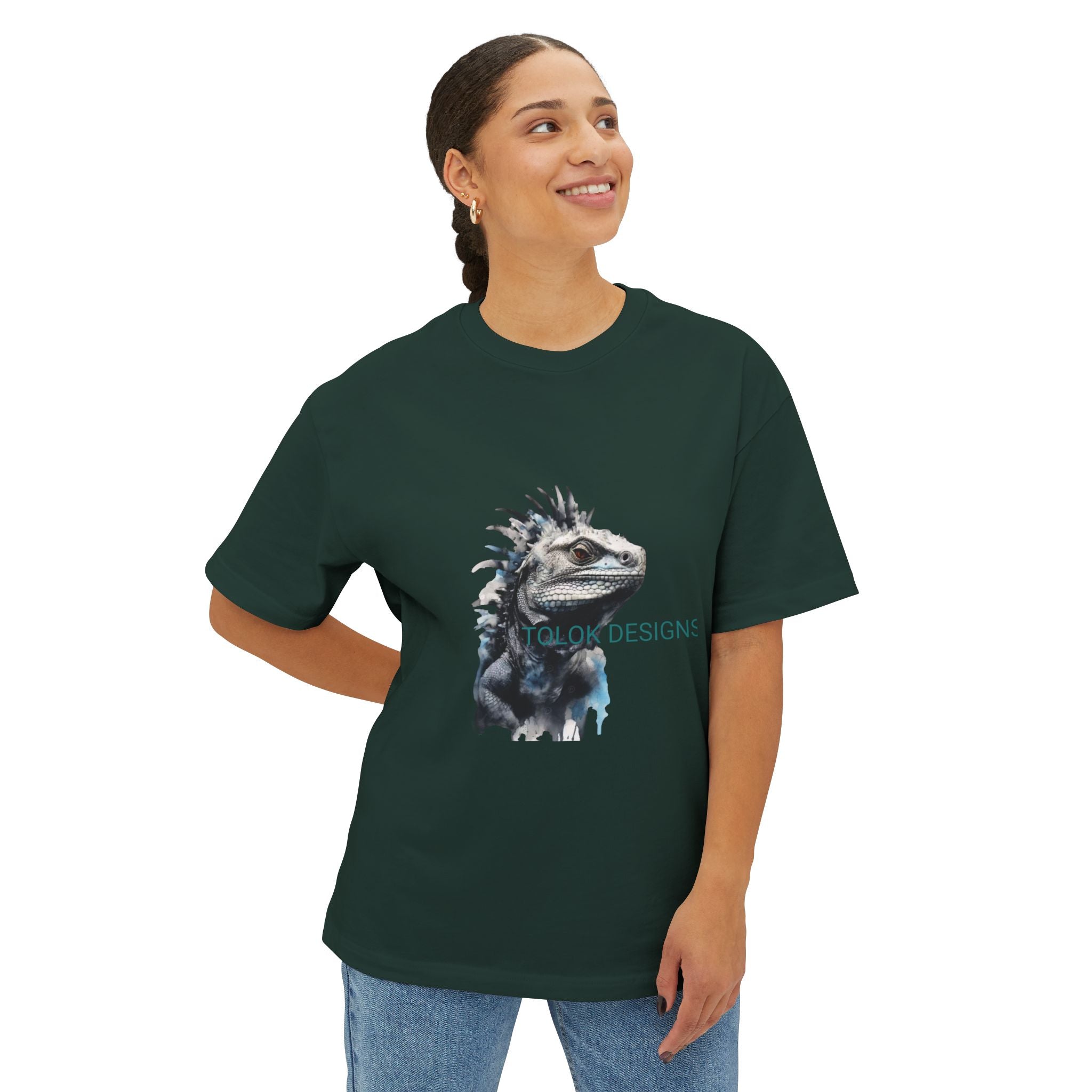 Iguana Portrait Tee — Botanical Watercolor Reptile T-Shirt