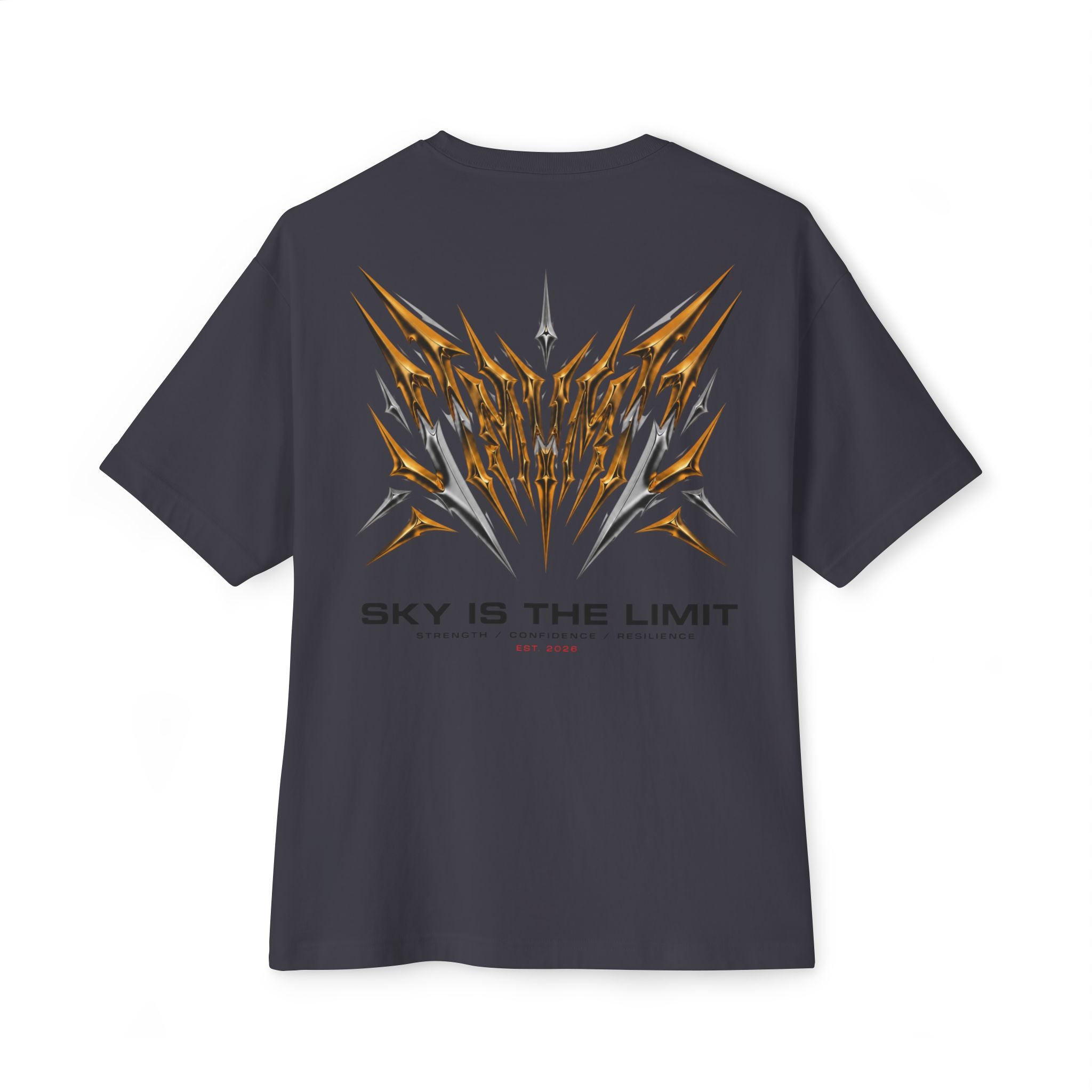 Sky Is The Limit Graphic Tee — Futuristic Tribal Backprint Cotton T-Shirt