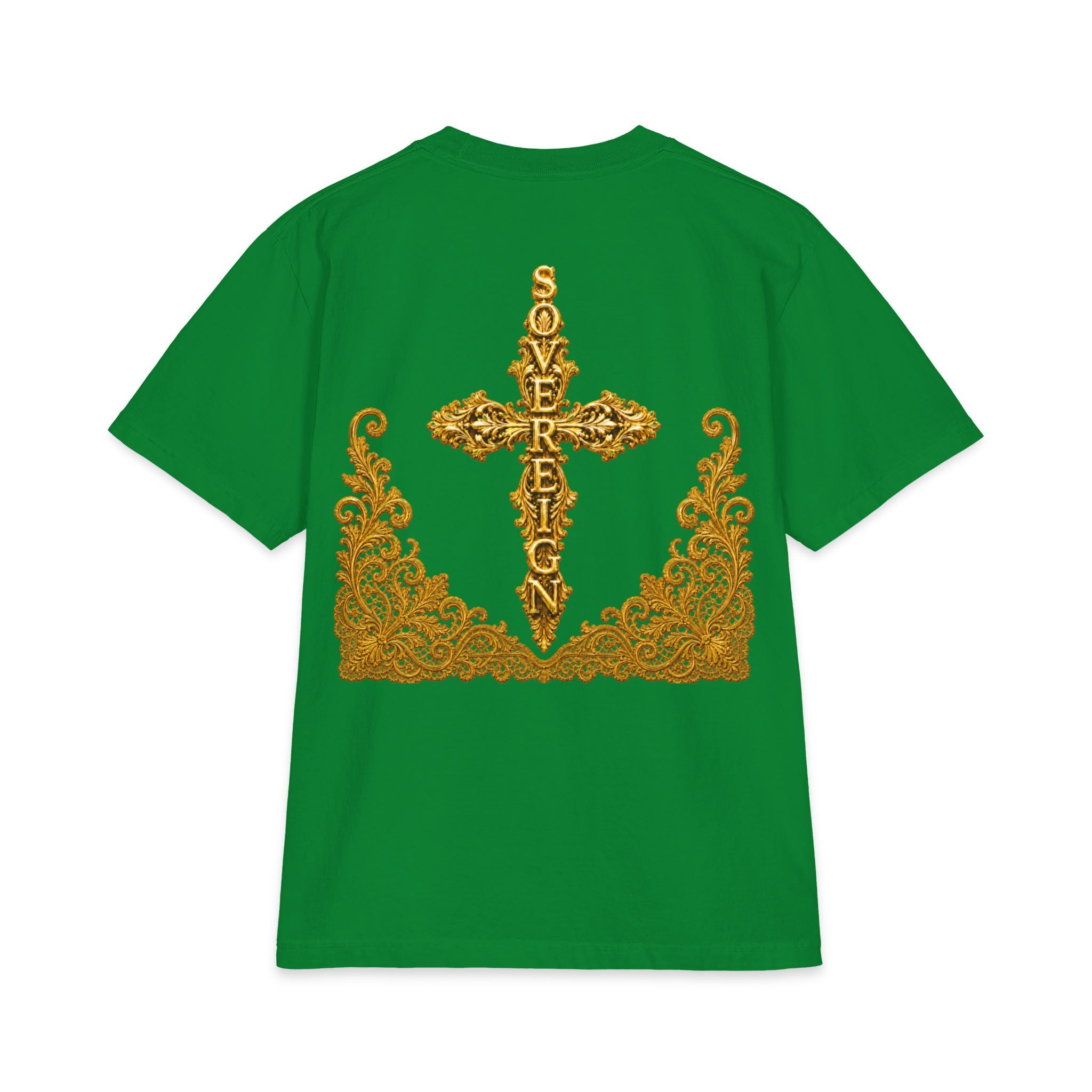 Sovereign Gold Cross T‑Shirt — Ornate Religious Graphic Tee