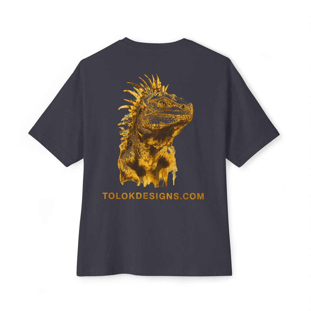 Iguana Graphic Tee — Tropical Reptile Print Oversized Boxy T‑Shirt