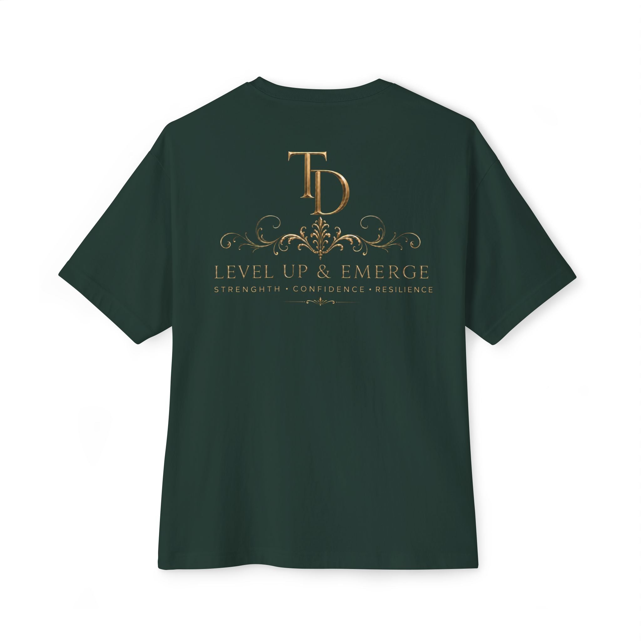 Boxy Tee — Elegant Monogram 'TD' Logo Oversized White T‑Shirt