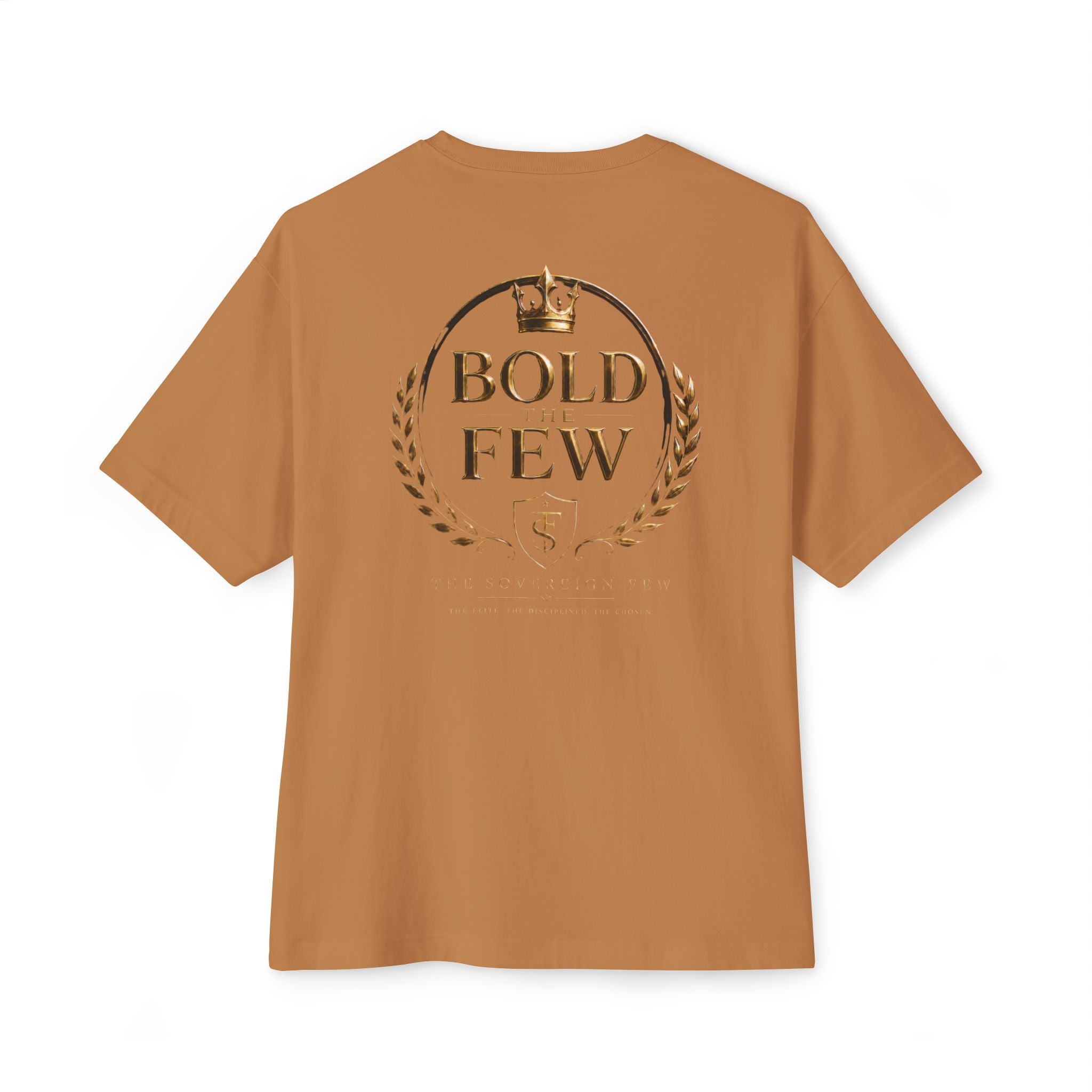 Bold Few Crest Tee — Minimalist White Oversized Shirt with Crown Logo