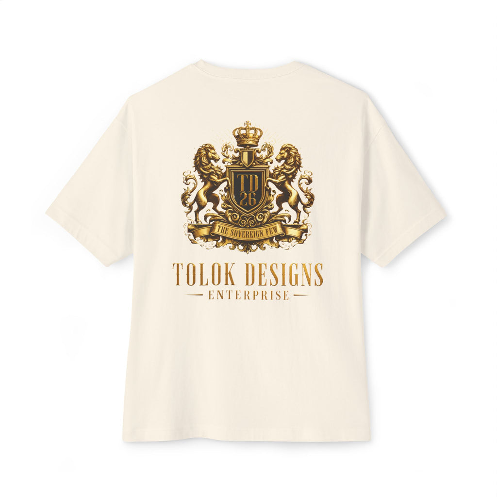 Minimalist 'Lucky Coin' Oversized Tee — Small Gold Coin Graphic Chest Print