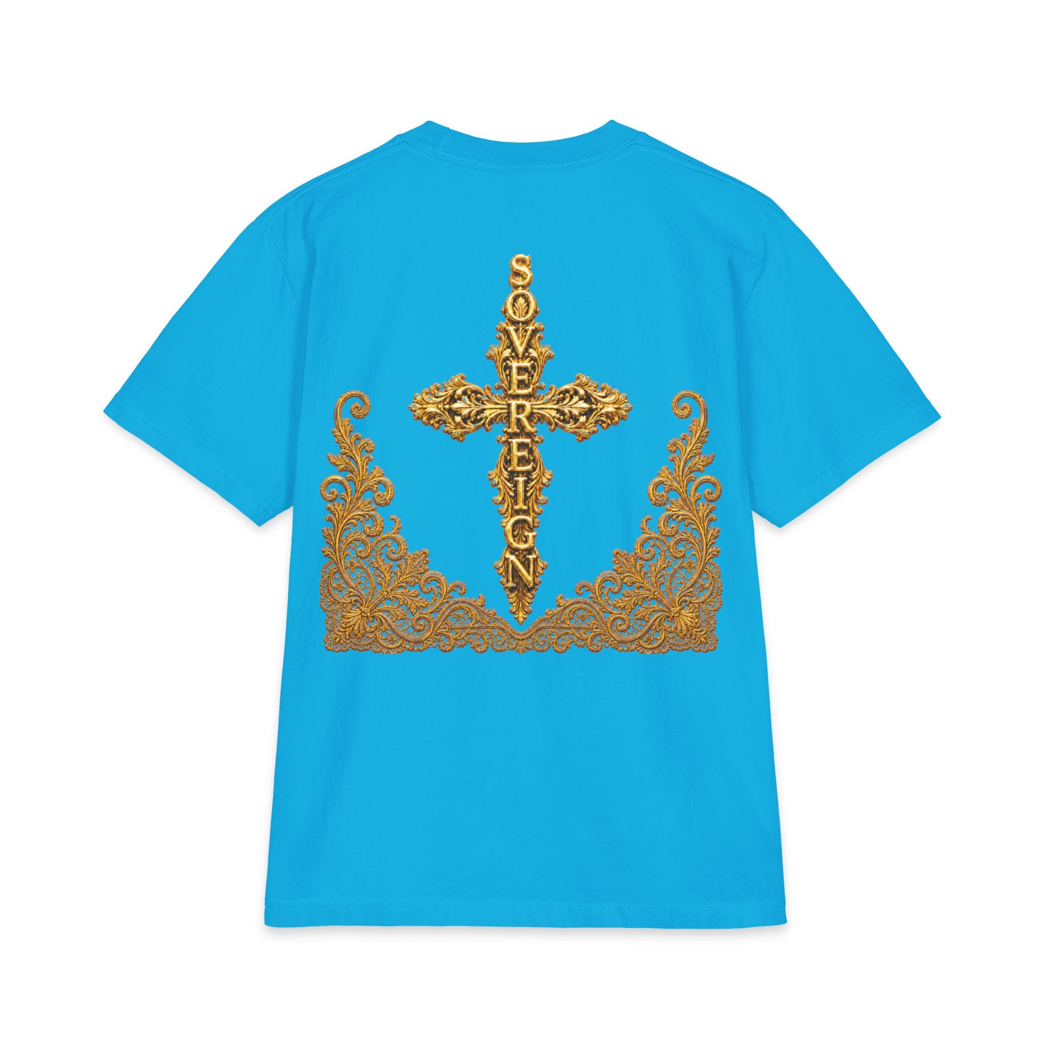 Sovereign Gold Cross T‑Shirt — Ornate Religious Graphic Tee